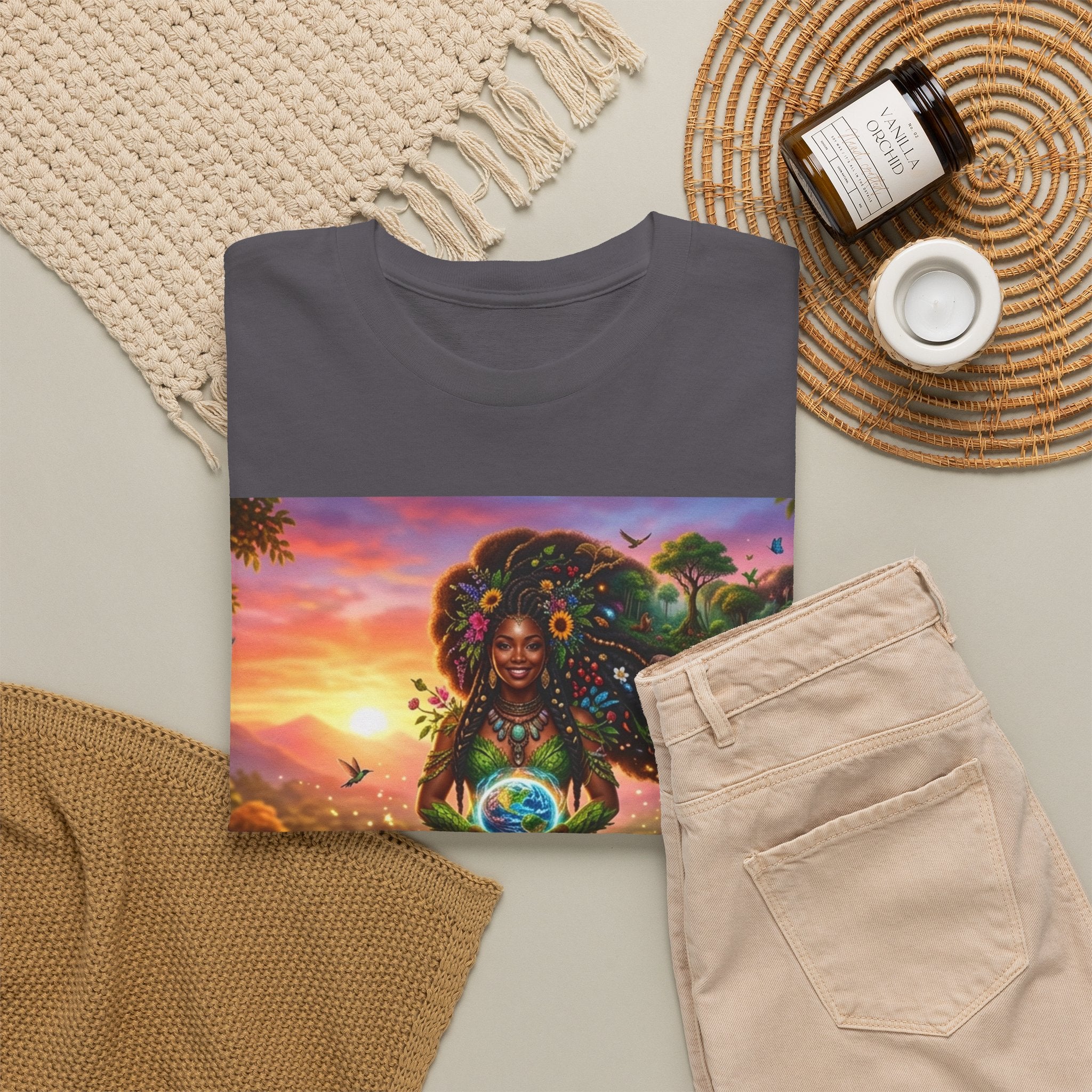 Earth Goddess T-Shirt — Vibrant Floral Nature Mother Graphic Tee
