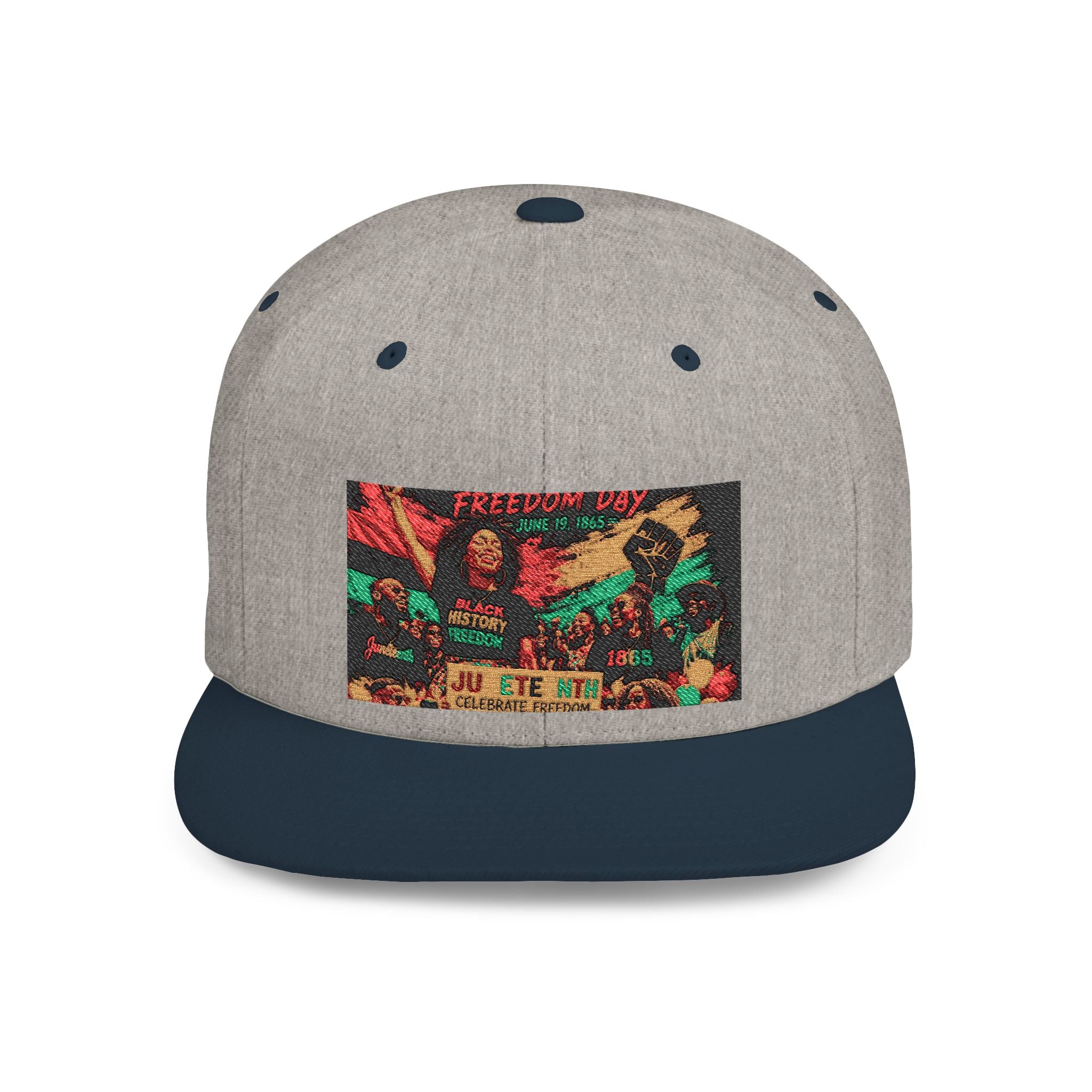 Reggae Vibes Flat Bill Snapback Hat — Colorful Rasta Music Patch