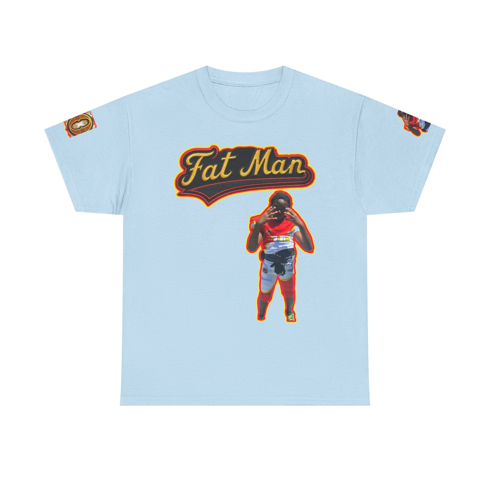Fat Man Graphic Tee — Retro Boxing Design with '10' Back Patch