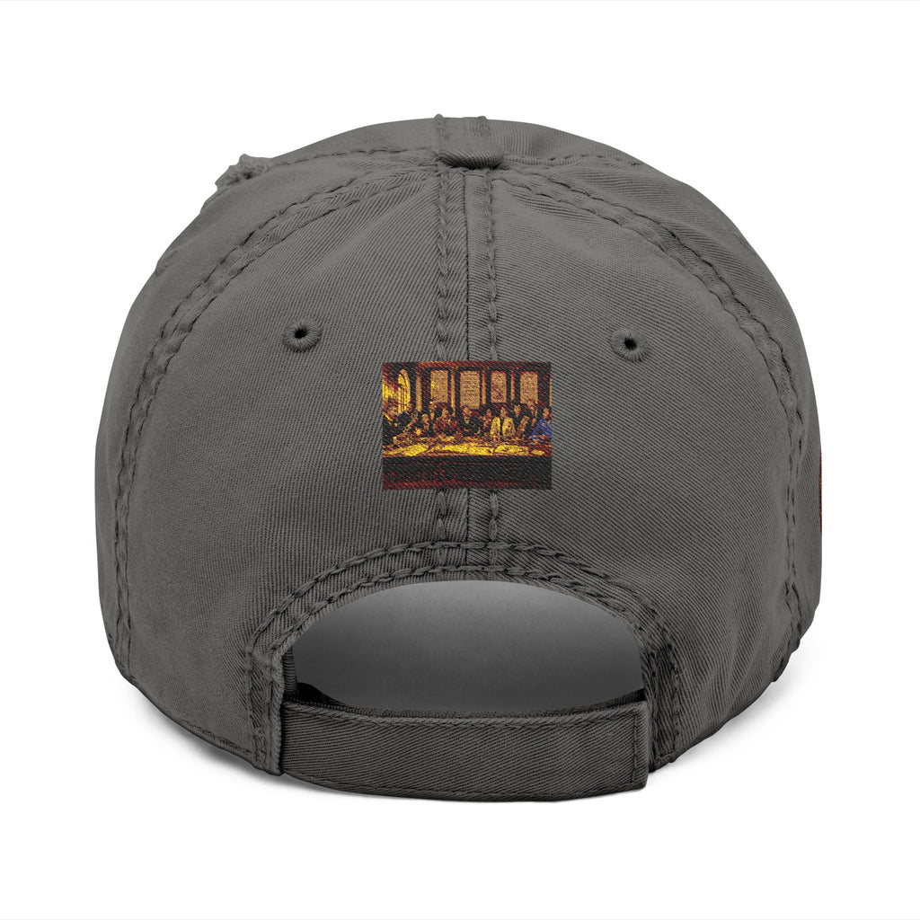Distressed Embroidered Dad Hat — Raised Fist Patch Vintage Baseball Cap