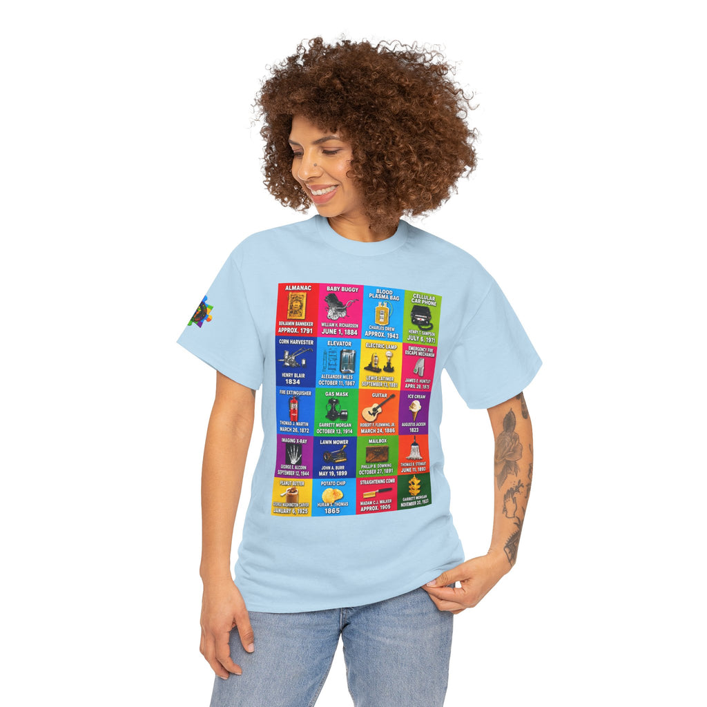 Black inventors Grid T‑Shirt — Colorful Historical Portraits Tee