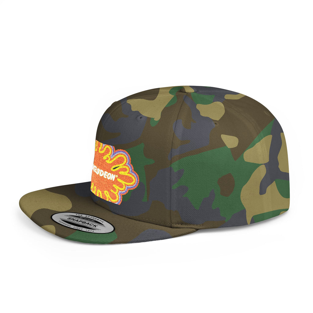 Nickelodeon Slime Logo Flat Bill Snapback Hat — Retro 90s Cartoon Cap
