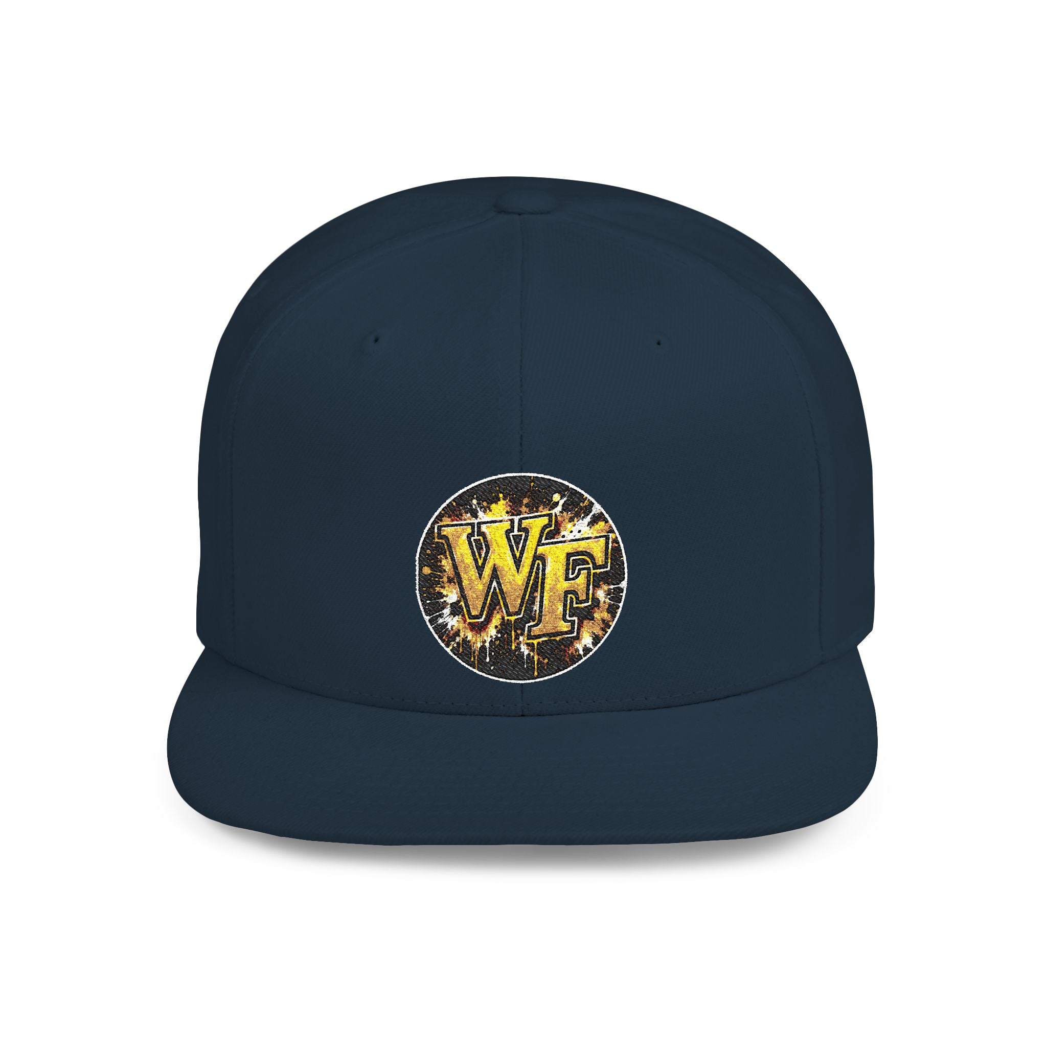 Snapback Hat — WF Gold Leopard Logo Flat Bill Cap