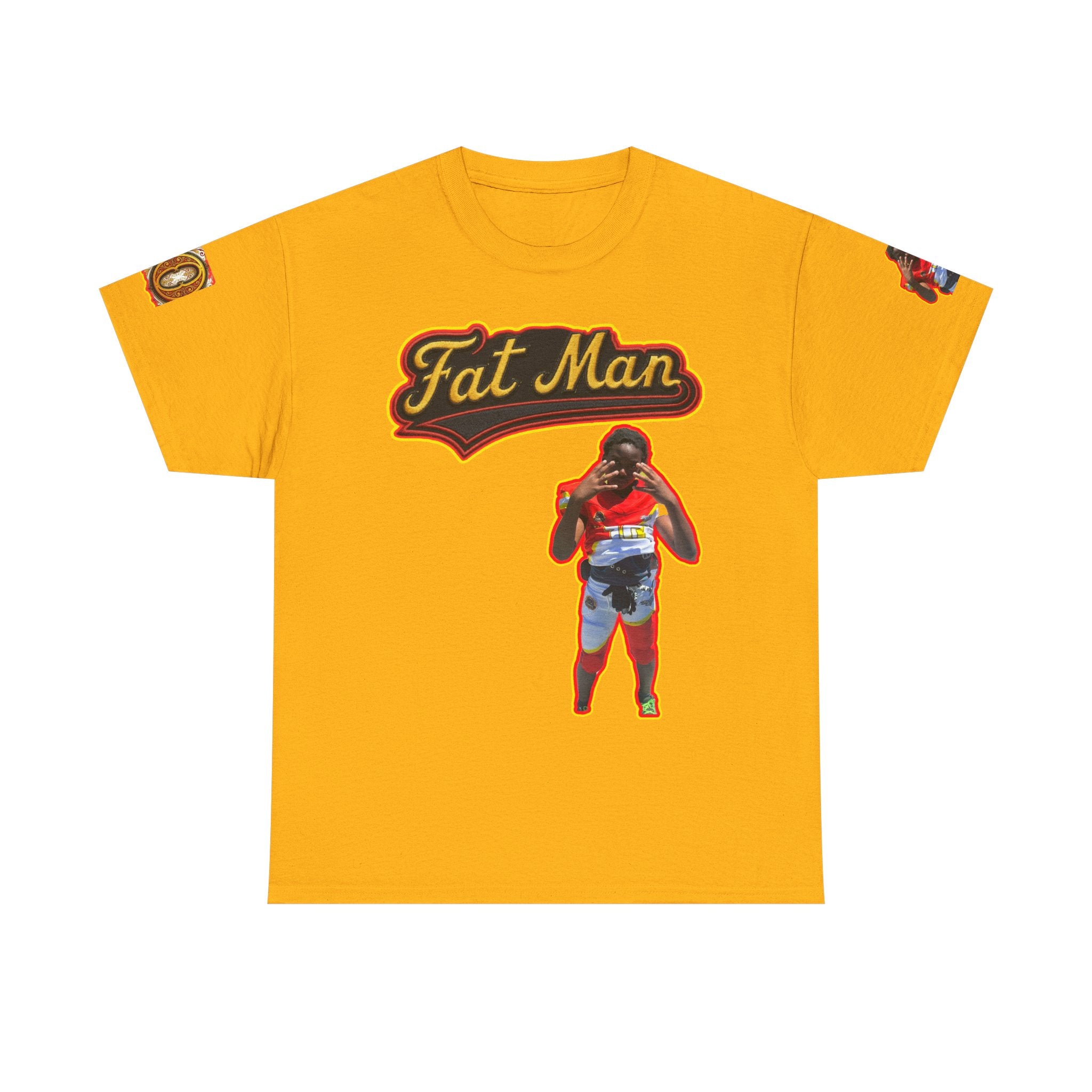 Fat Man Graphic Tee — Retro Boxing Design with '10' Back Patch