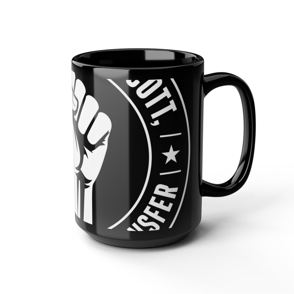 Solidarity Fist Mug — Black Coffee Cup with Raised Fist Design