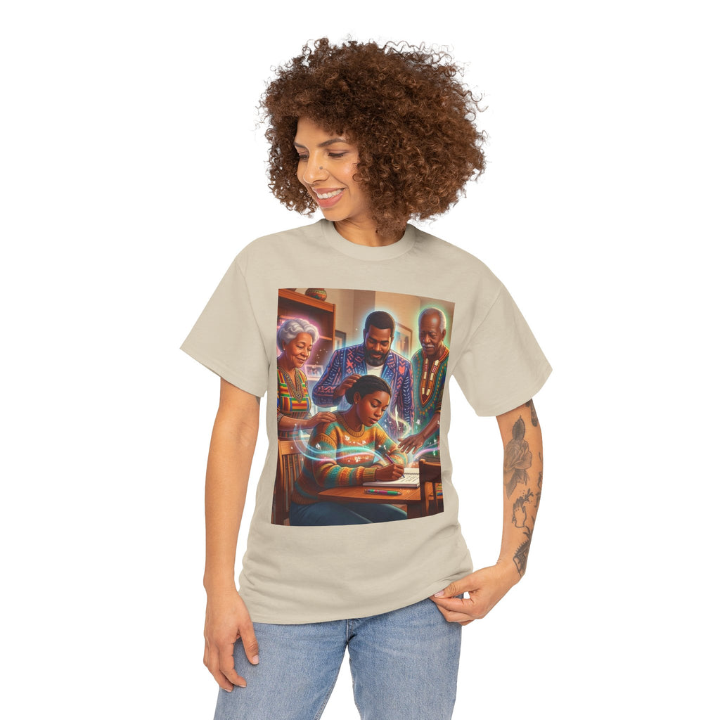 Black Family Study Night T-Shirt — Inspirational Afrofuturist Classroom Artwork