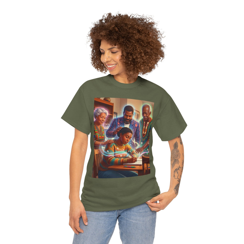 Black Family Study Night T-Shirt — Inspirational Afrofuturist Classroom Artwork