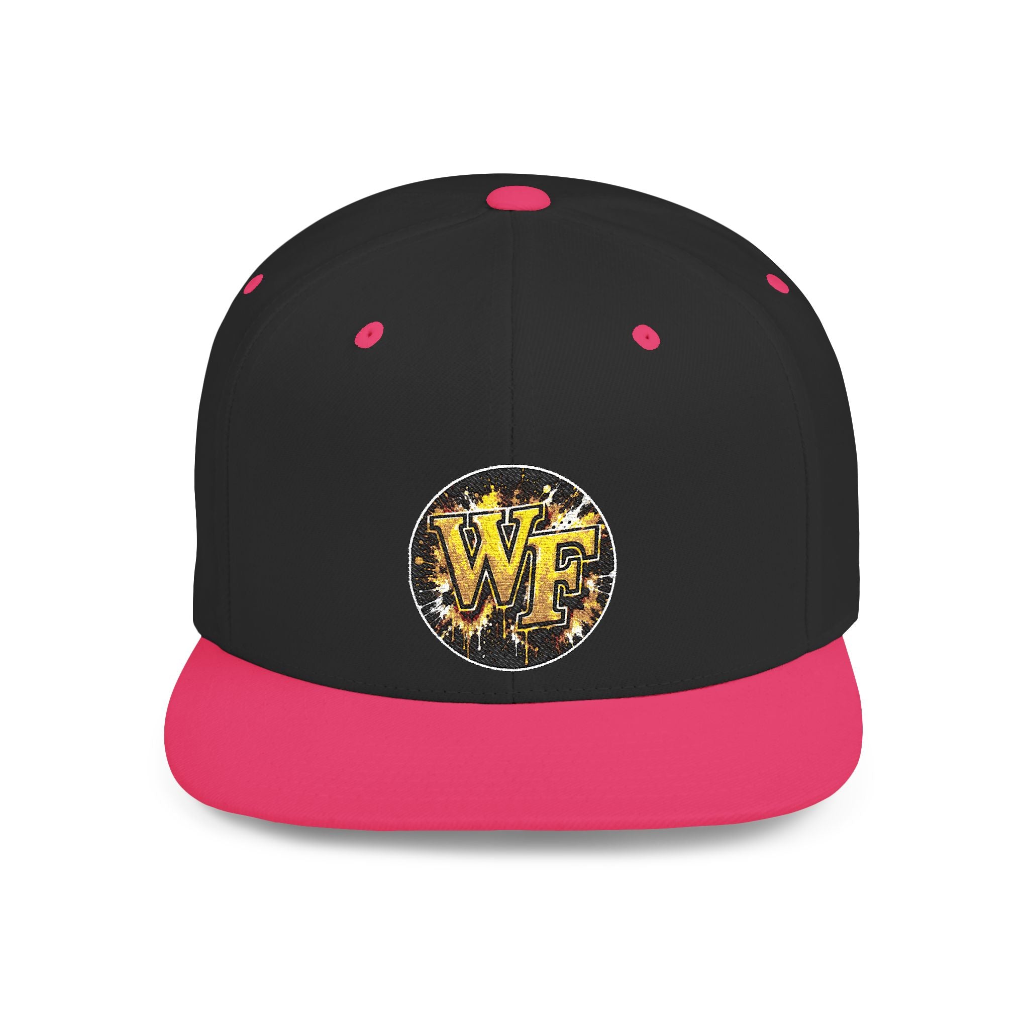 Snapback Hat — WF Gold Leopard Logo Flat Bill Cap