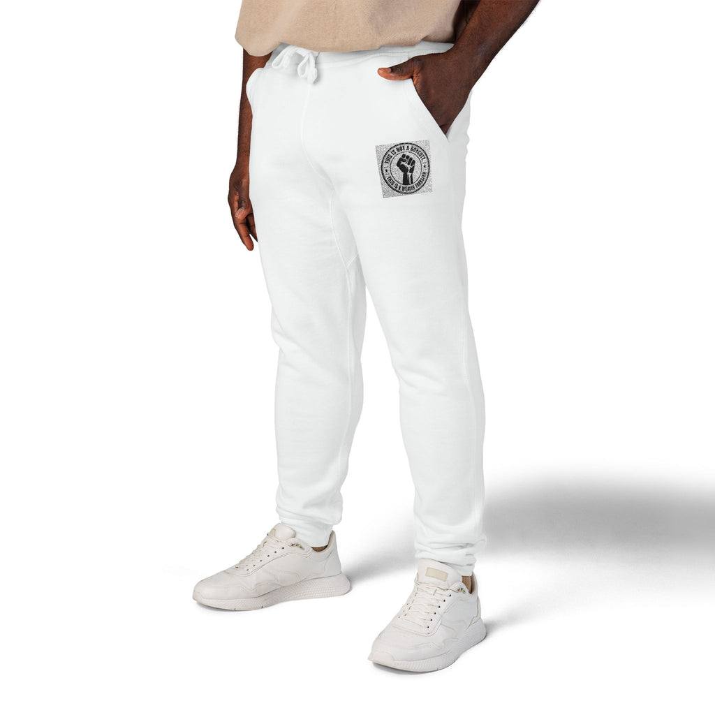 Copy of Embroidered White Fleece Sweatpants — Minimalist Skull Patch Joggers