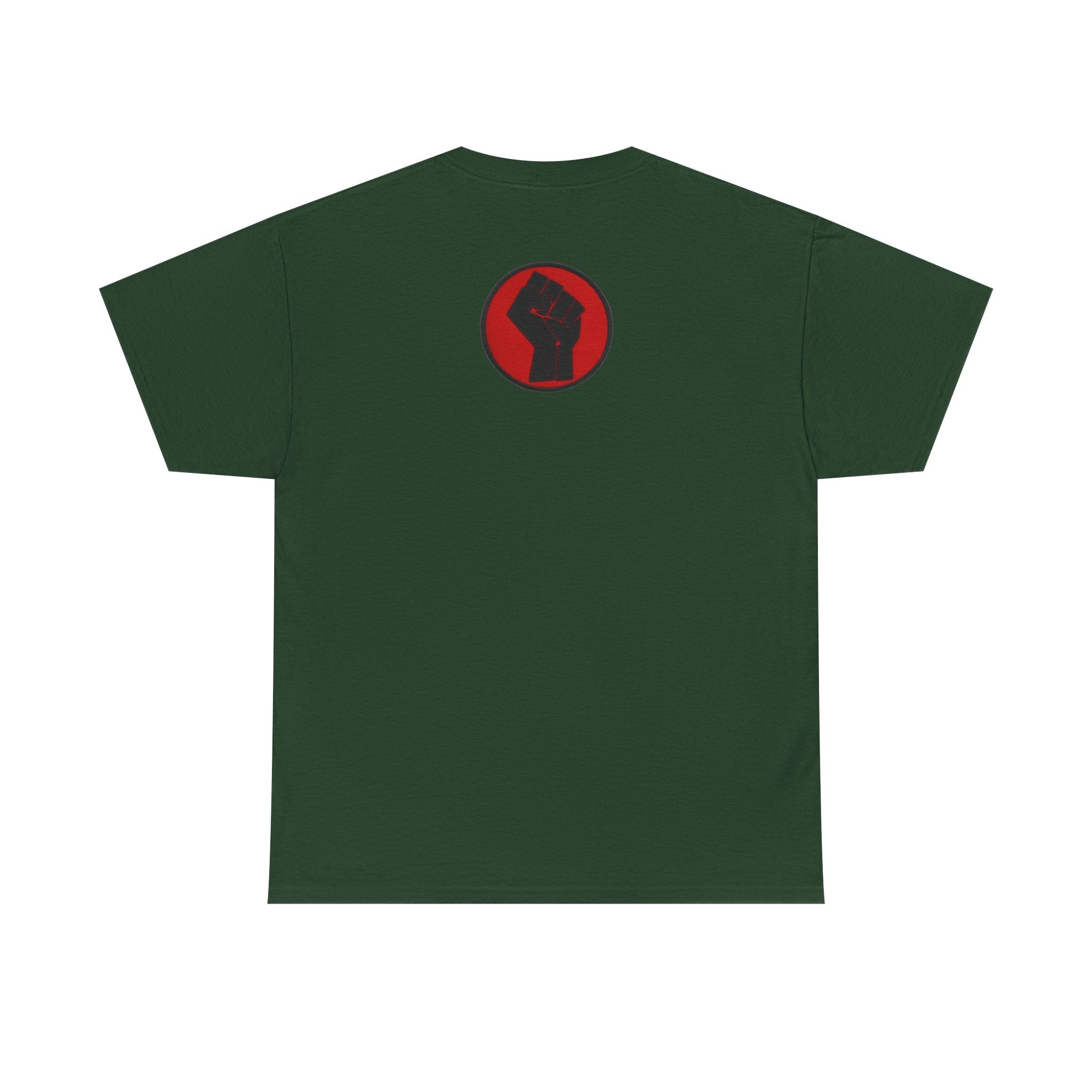 Basketball Jumpman Tee — Retro Skyline Graphic T-Shirt with Red Fist Back Emblem