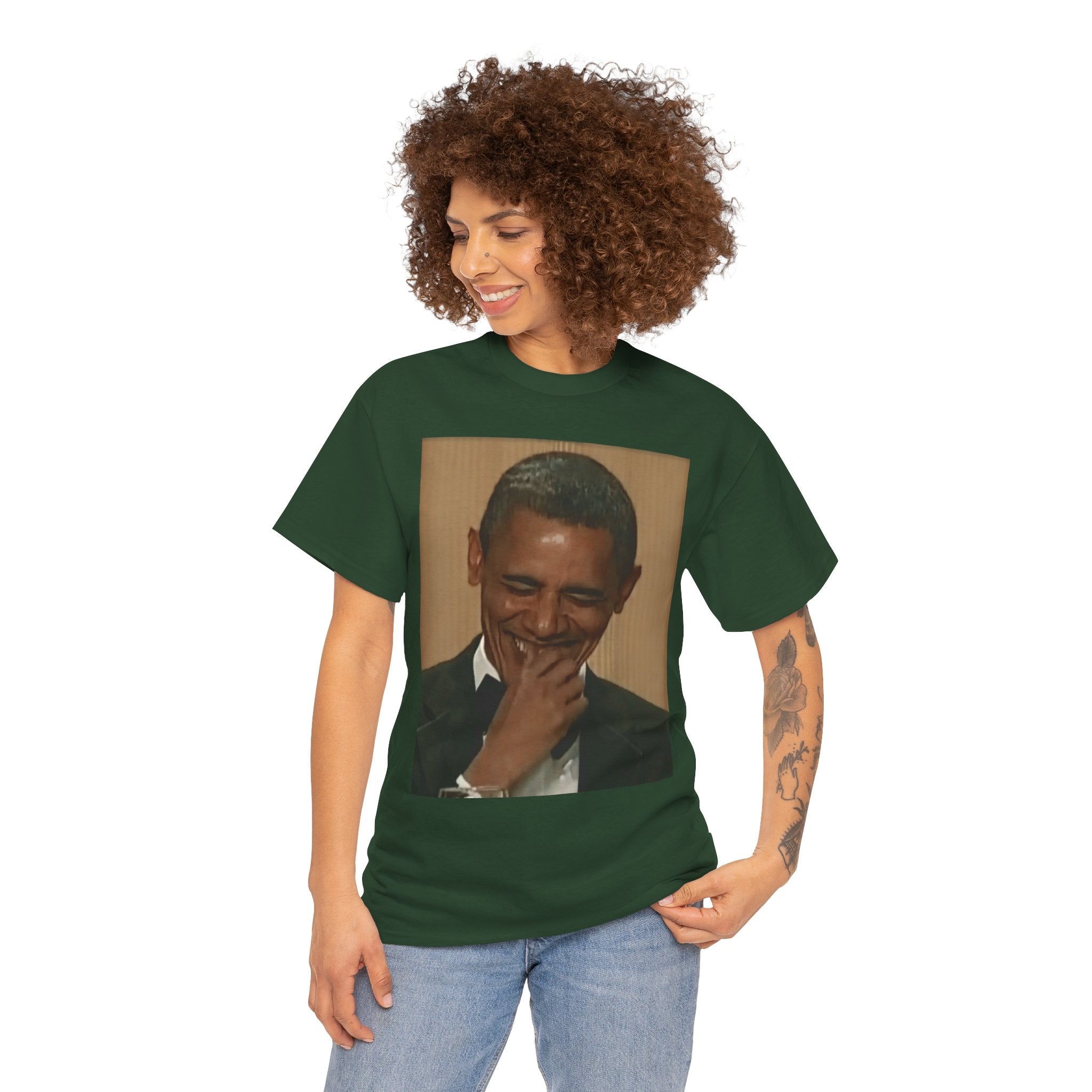 Laughing President Photo Tee — Vintage Smile Graphic T-Shirt