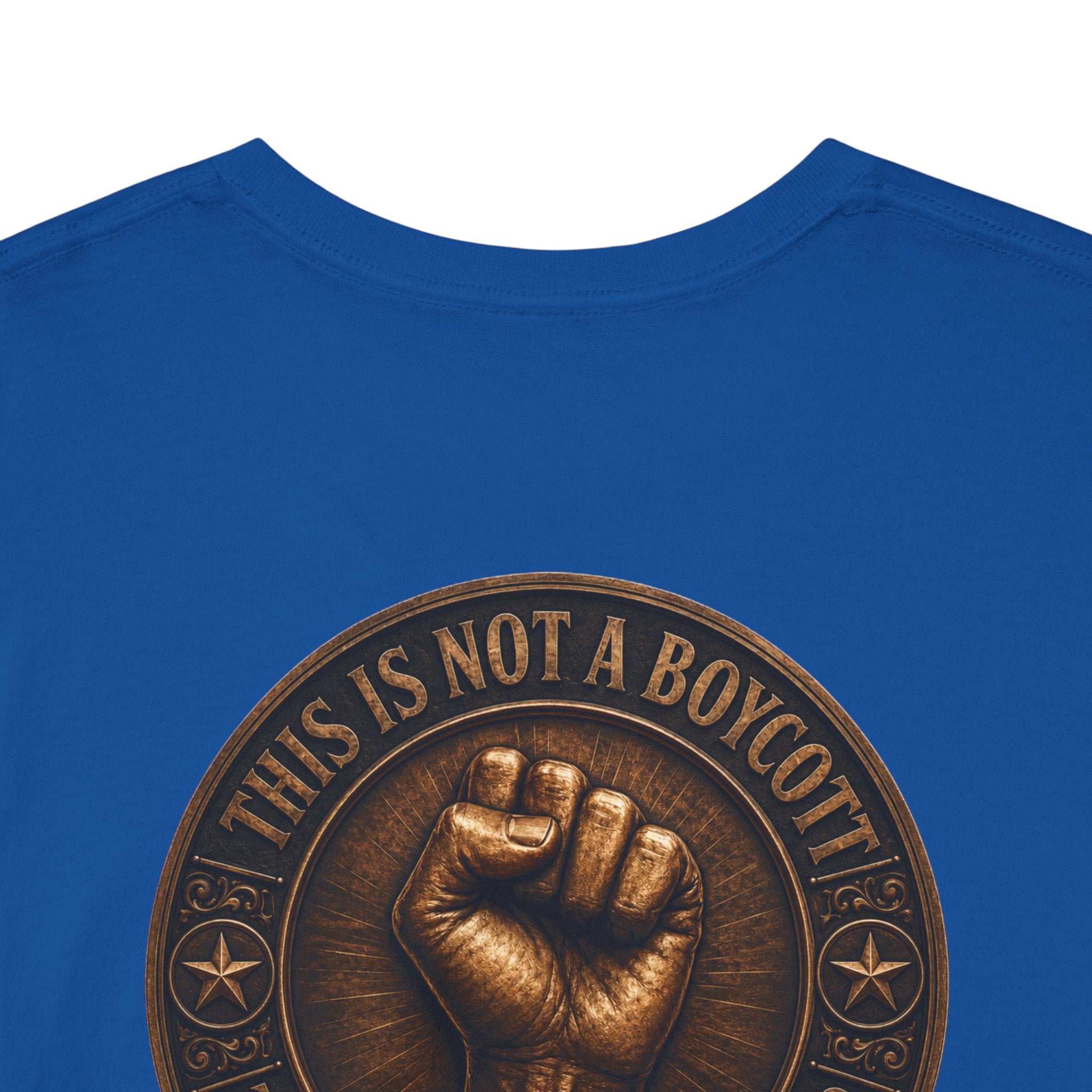 Graphic Tee — 'This Is Not A Boycott' Fist Emblem with Vintage Group Portrait