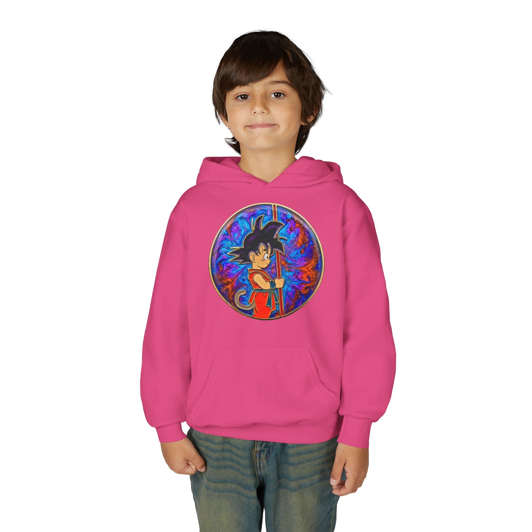 Dragon Boy Hoodie — Goku Cartoon Emblem Youth Hooded Sweatshirt