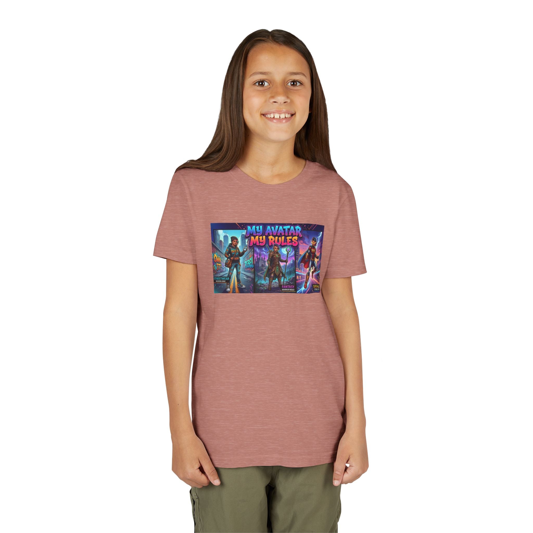 Youth Tee — “MY AVATAR MY RULES” Customizable Character Graphic
