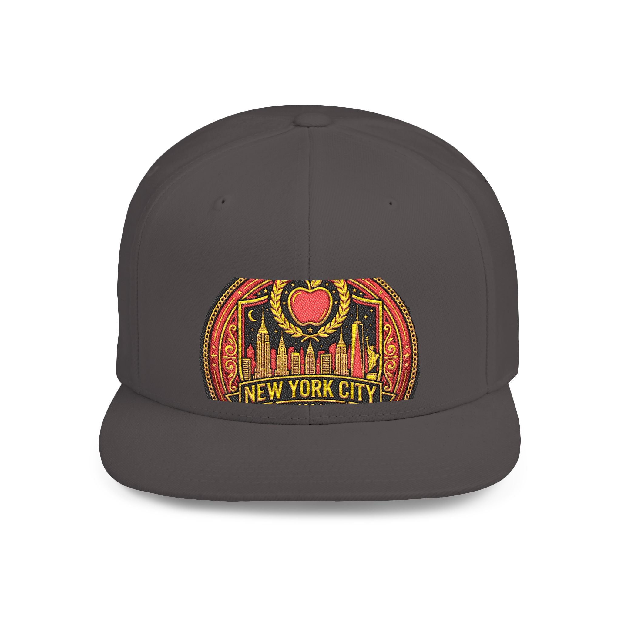 New York City Flat Bill Snapback Hat – Retro Skyline Patch Cap