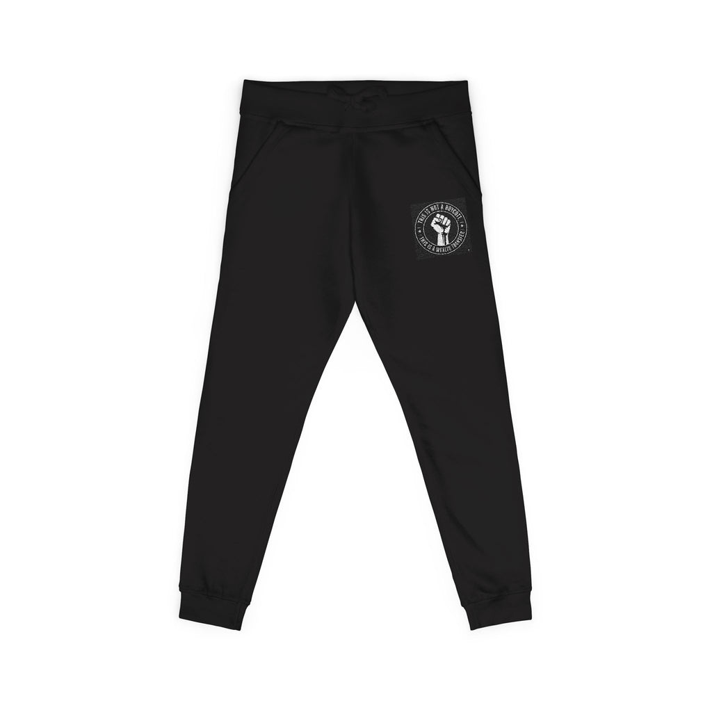 Embroidered White Fleece Sweatpants — Minimalist Skull Patch Joggers