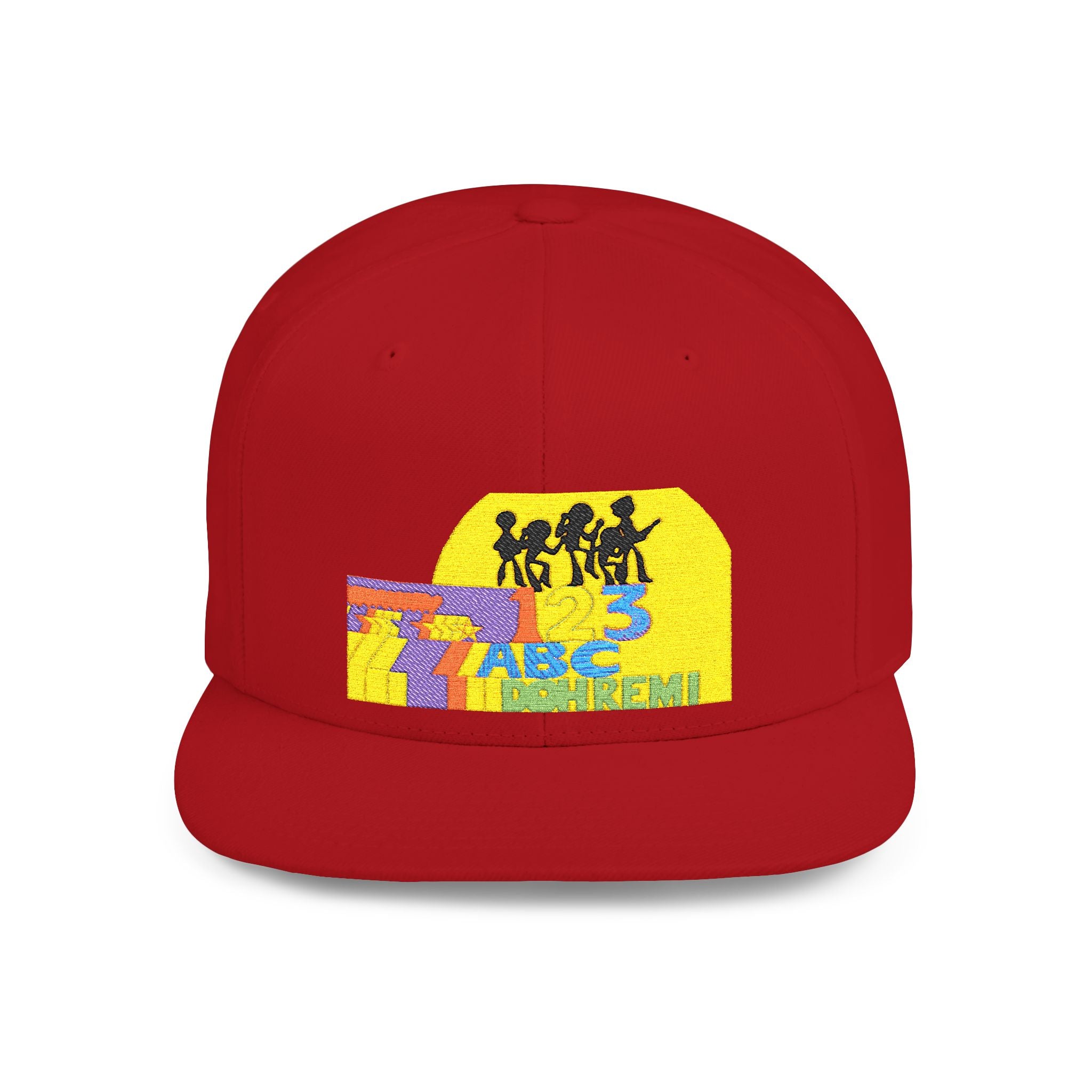 Flat Bill Snapback Hat — Retro Dance Crew Graphic Cap