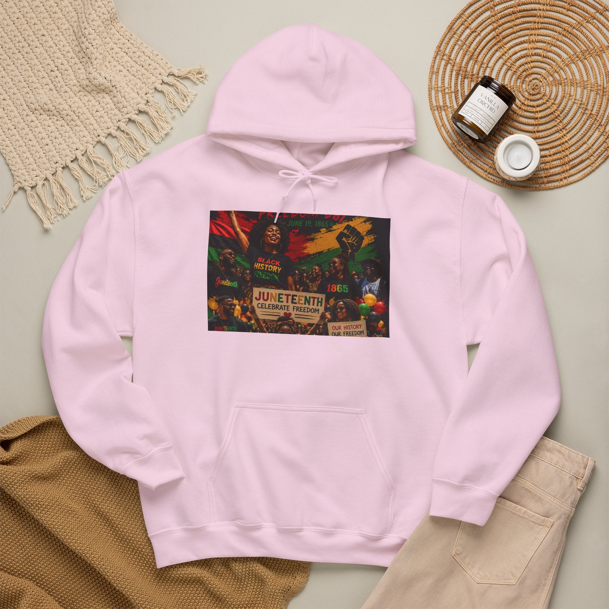 Juneteenth Celebration Hoodie — Juneteenth 1865 Freedom Retro Graphic Hooded Sweatshirt