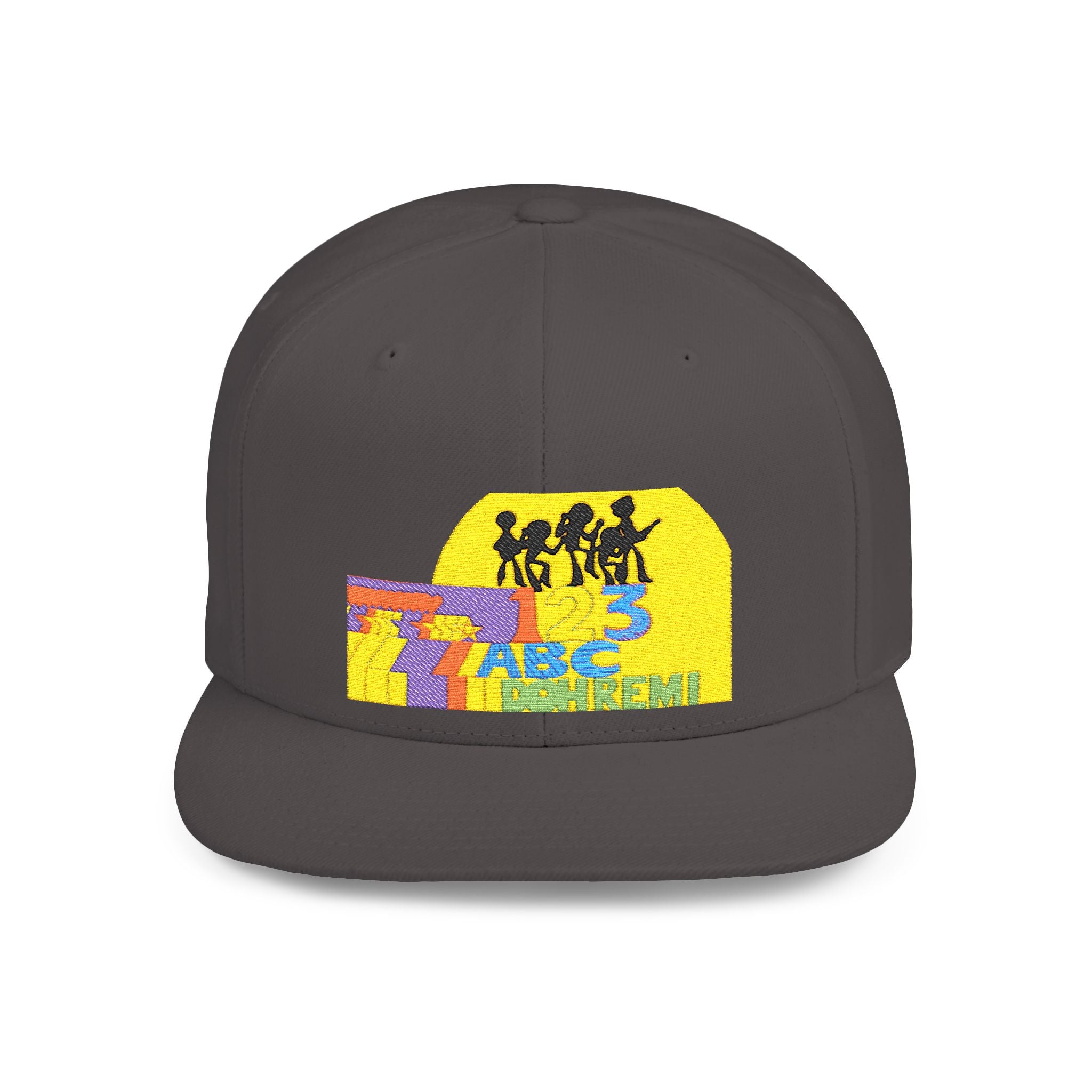 Flat Bill Snapback Hat — Retro Dance Crew Graphic Cap