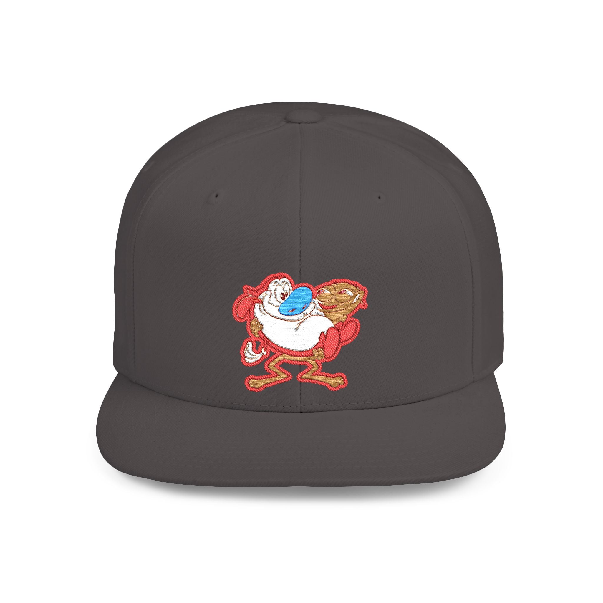 Retro Cartoon Egg Character Flat Bill Snapback Hat