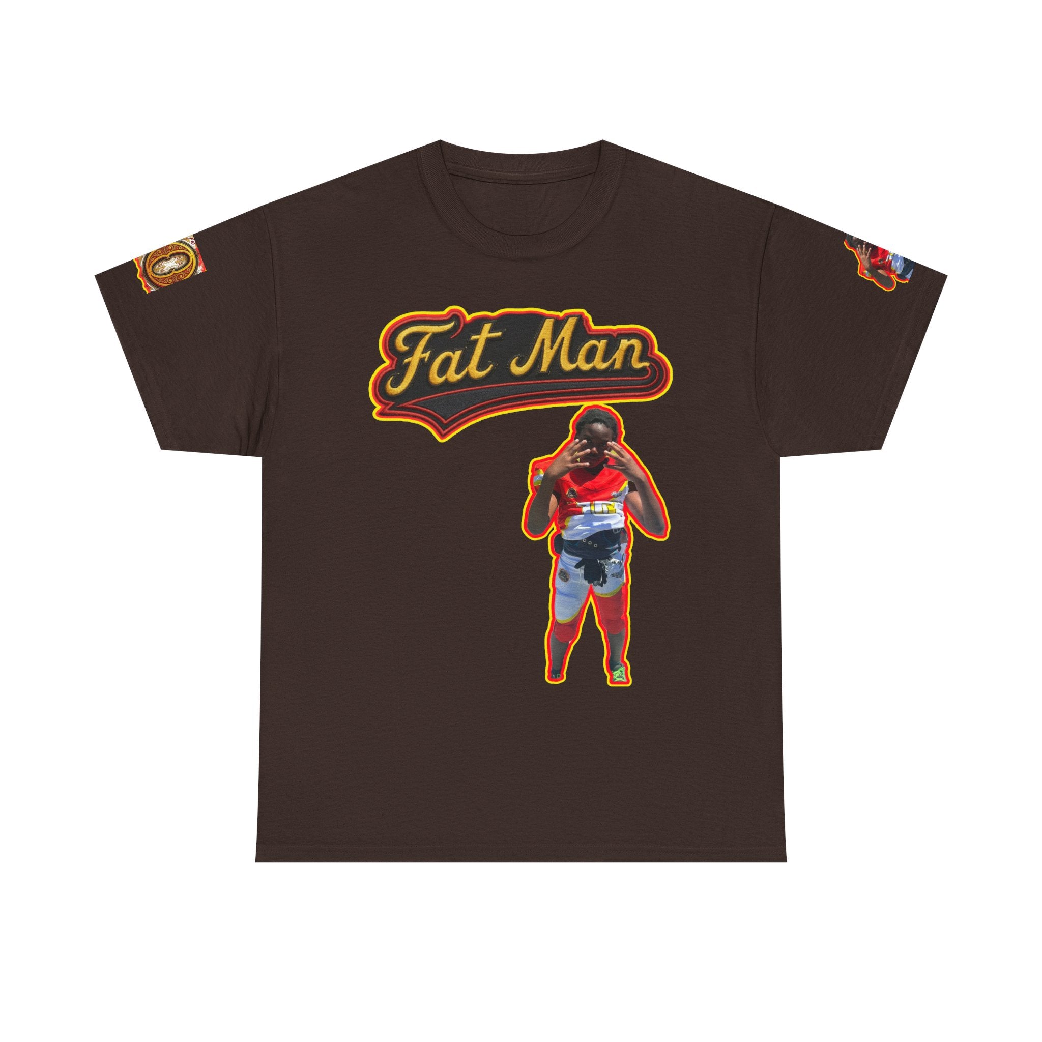 Fat Man Graphic Tee — Retro Boxing Design with '10' Back Patch