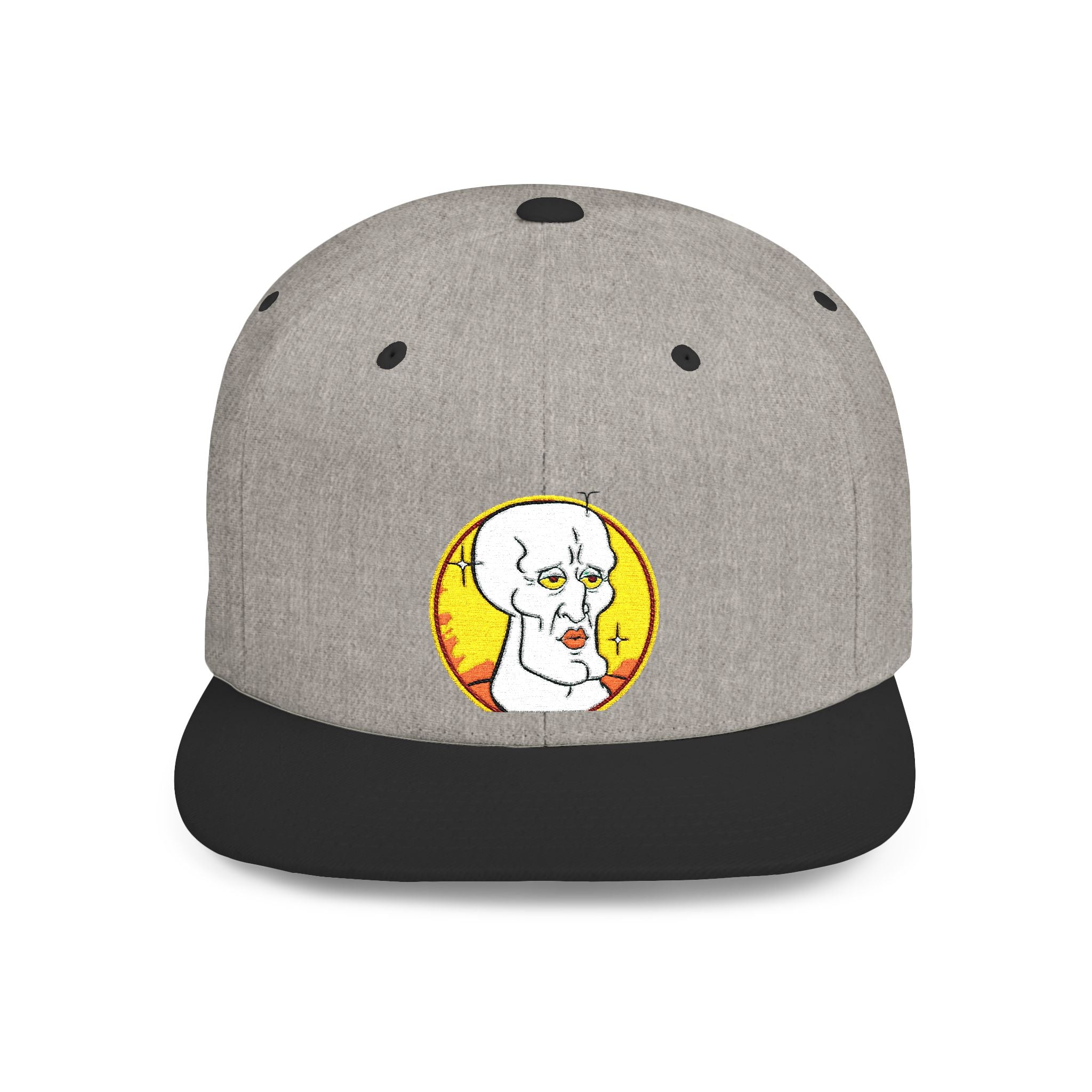 Snapback Hat — Cute Cat Holding Flower Patch, Cute Kawaii Cat Embroidered Cap