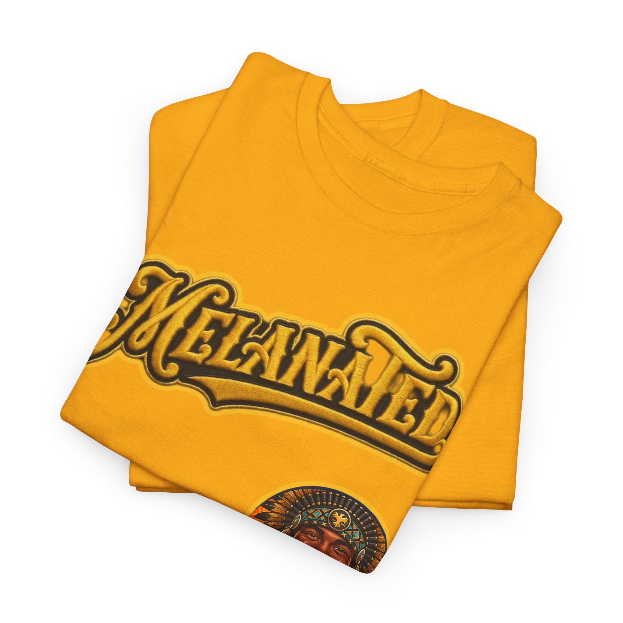Melanated 19 Graphic Tee — Retro Script Logo & Gold Number Baseball Shirt