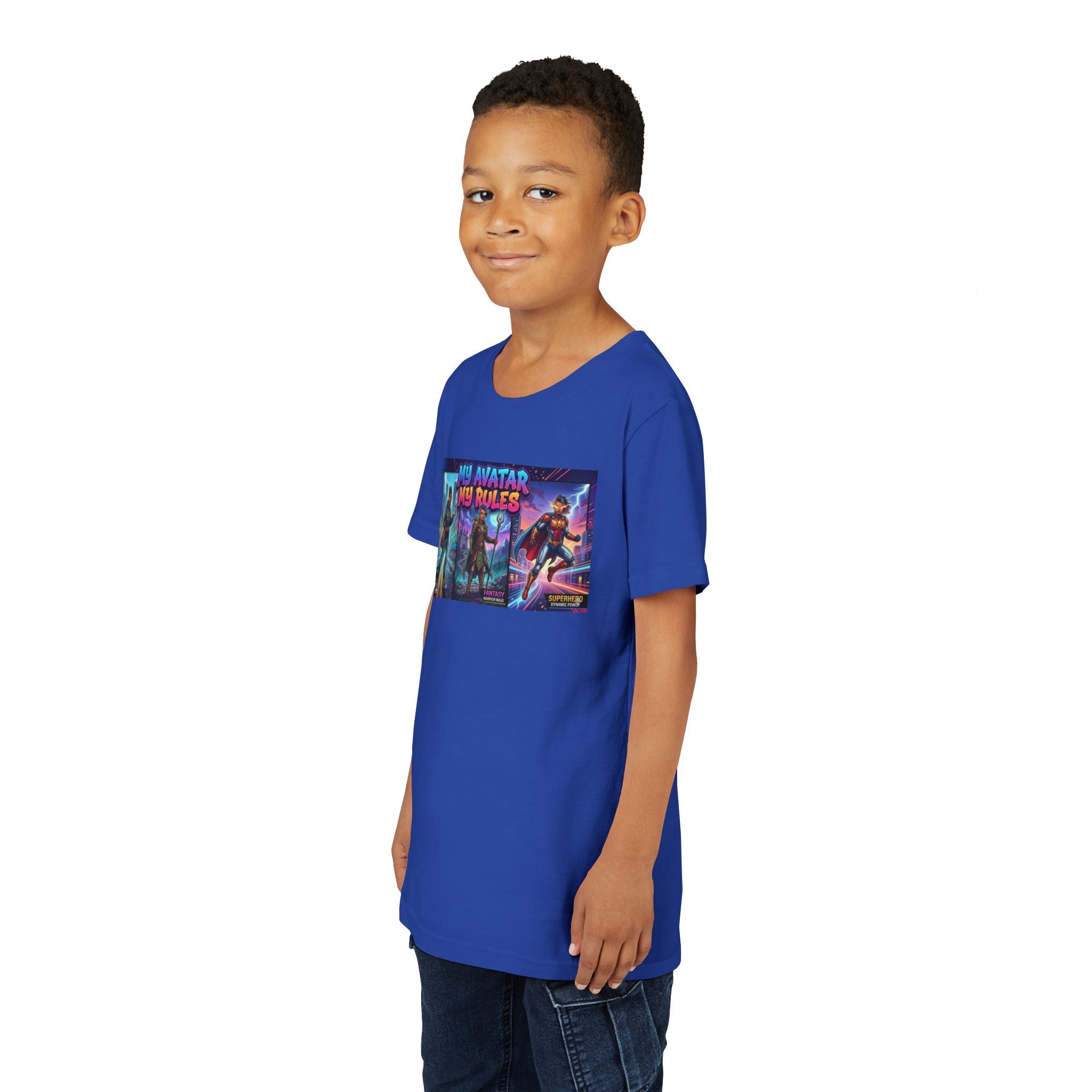 Youth Tee — “MY AVATAR MY RULES” Customizable Character Graphic