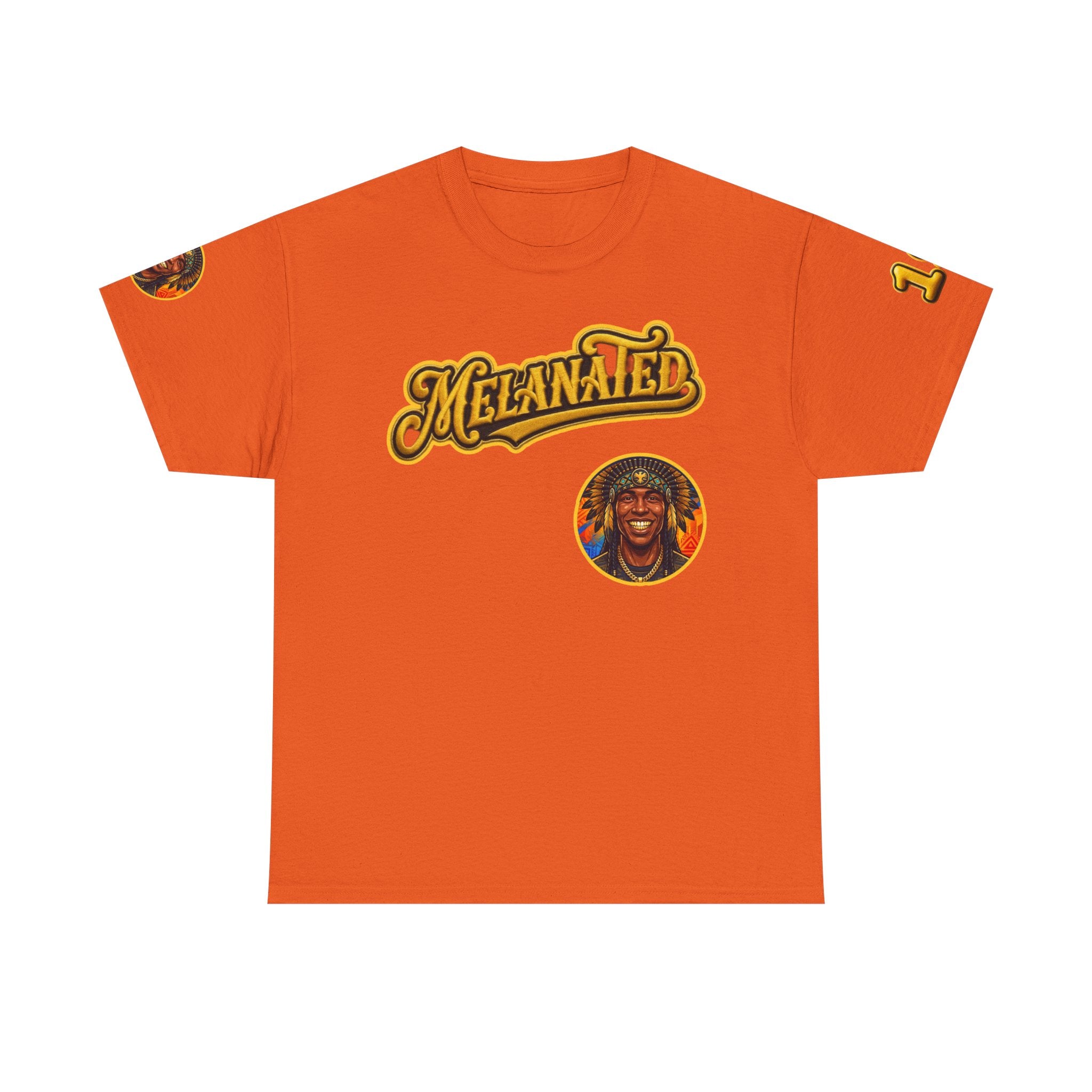 Melanated 19 Graphic Tee — Retro Script Logo & Gold Number Baseball Shirt