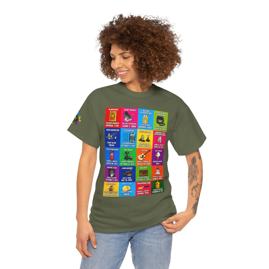 Black inventors Grid T‑Shirt — Colorful Historical Portraits Tee