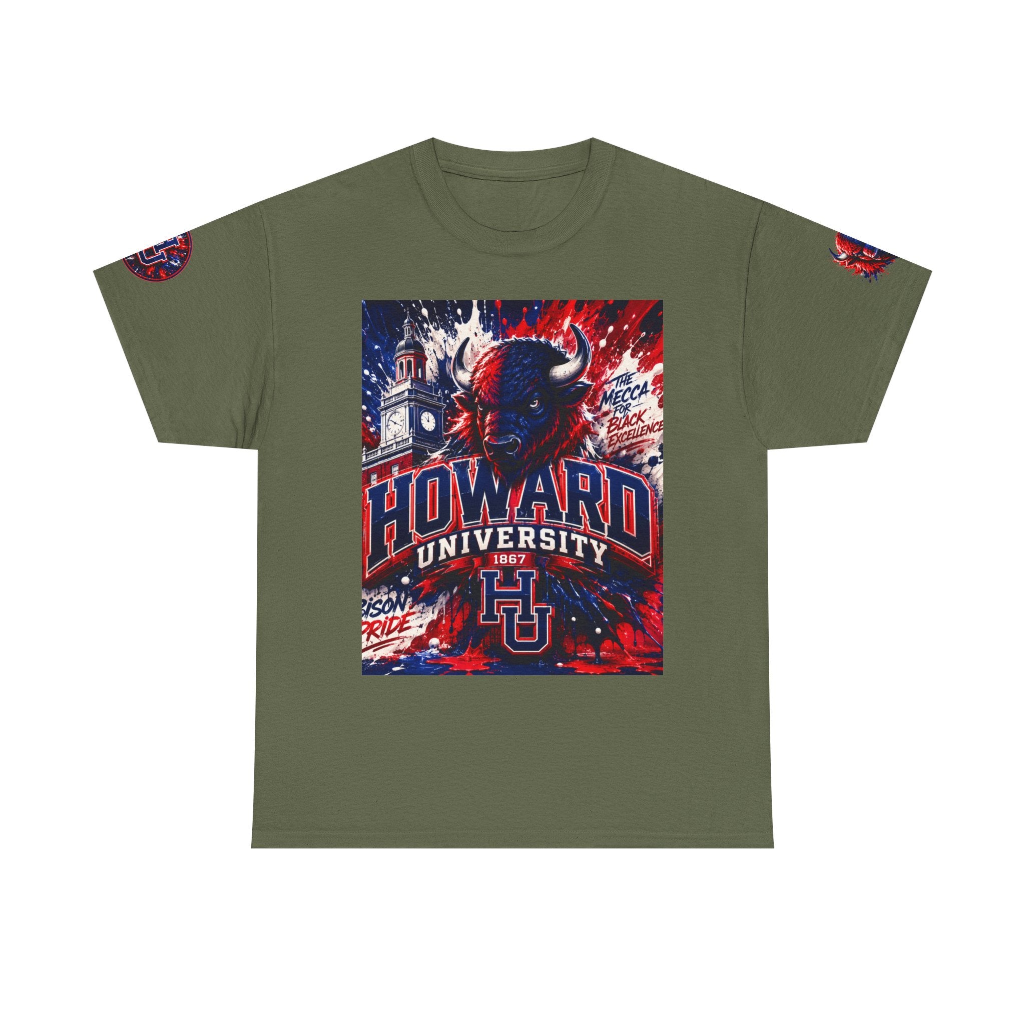 Howard University Buffalo Spirit Tee — HU Bison Red & Blue Campus Shirt