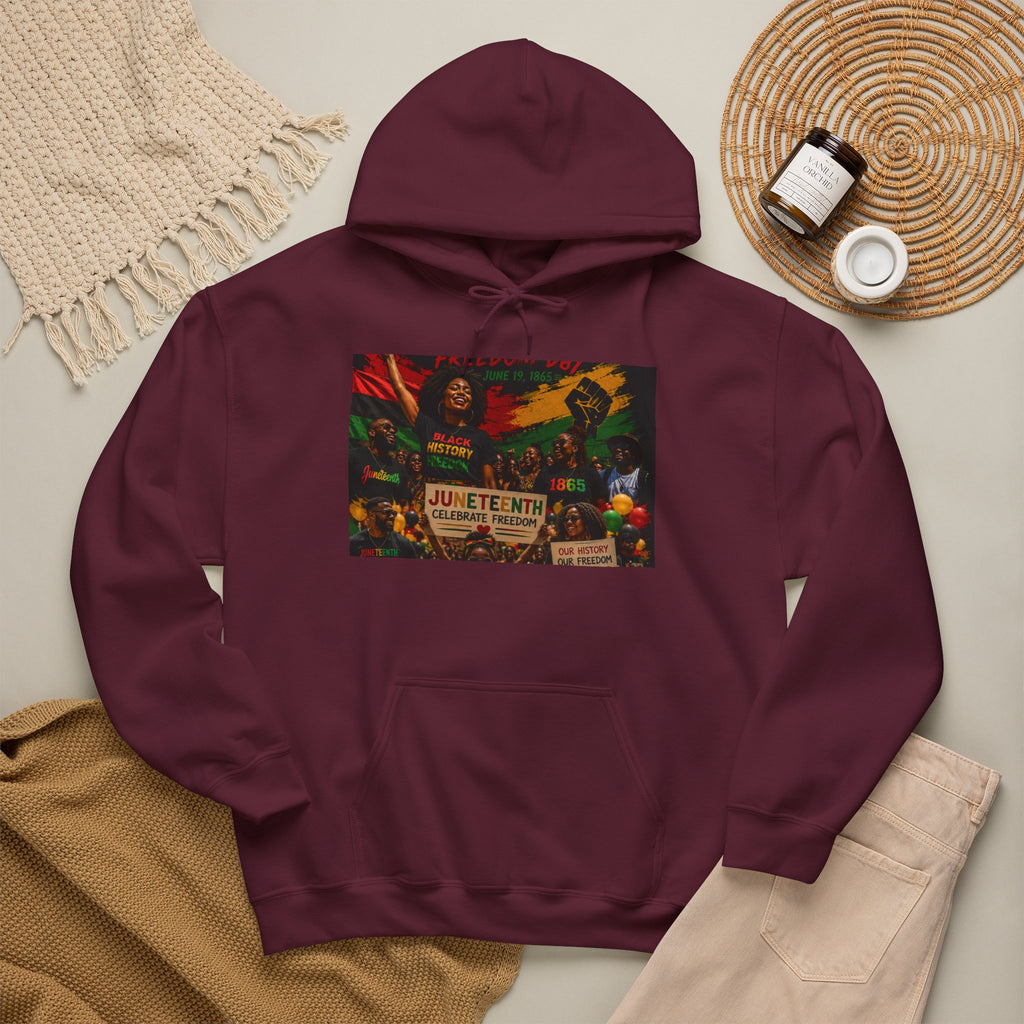 Juneteenth Celebration Hoodie — Juneteenth 1865 Freedom Retro Graphic Hooded Sweatshirt