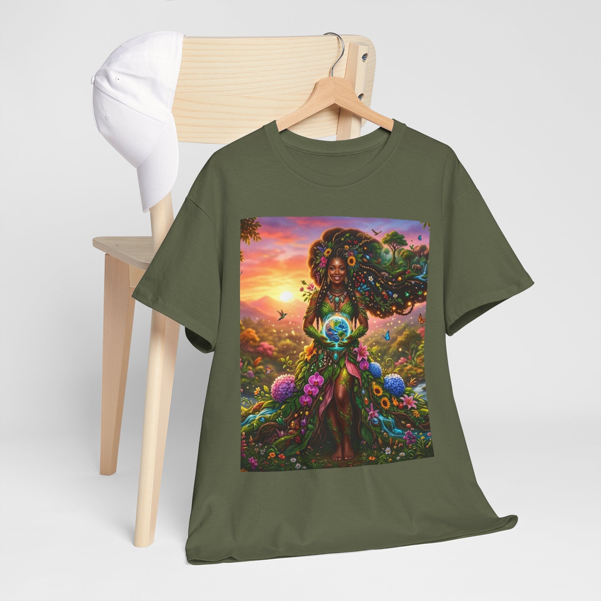 Earth Goddess T-Shirt — Vibrant Floral Nature Mother Graphic Tee