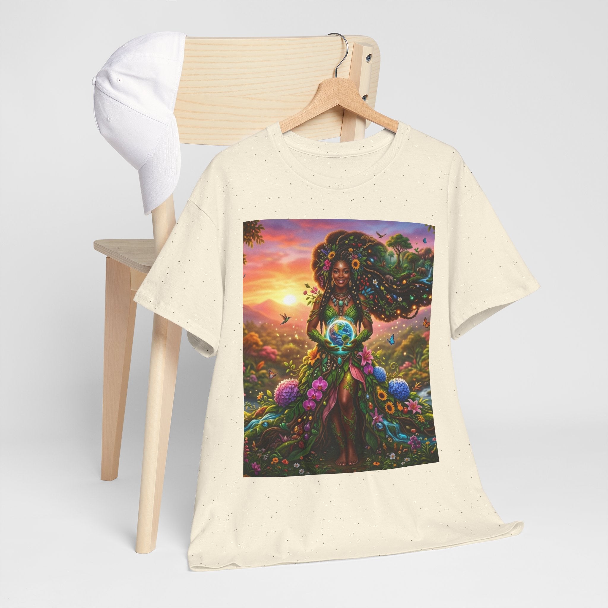 Earth Goddess T-Shirt — Vibrant Floral Nature Mother Graphic Tee