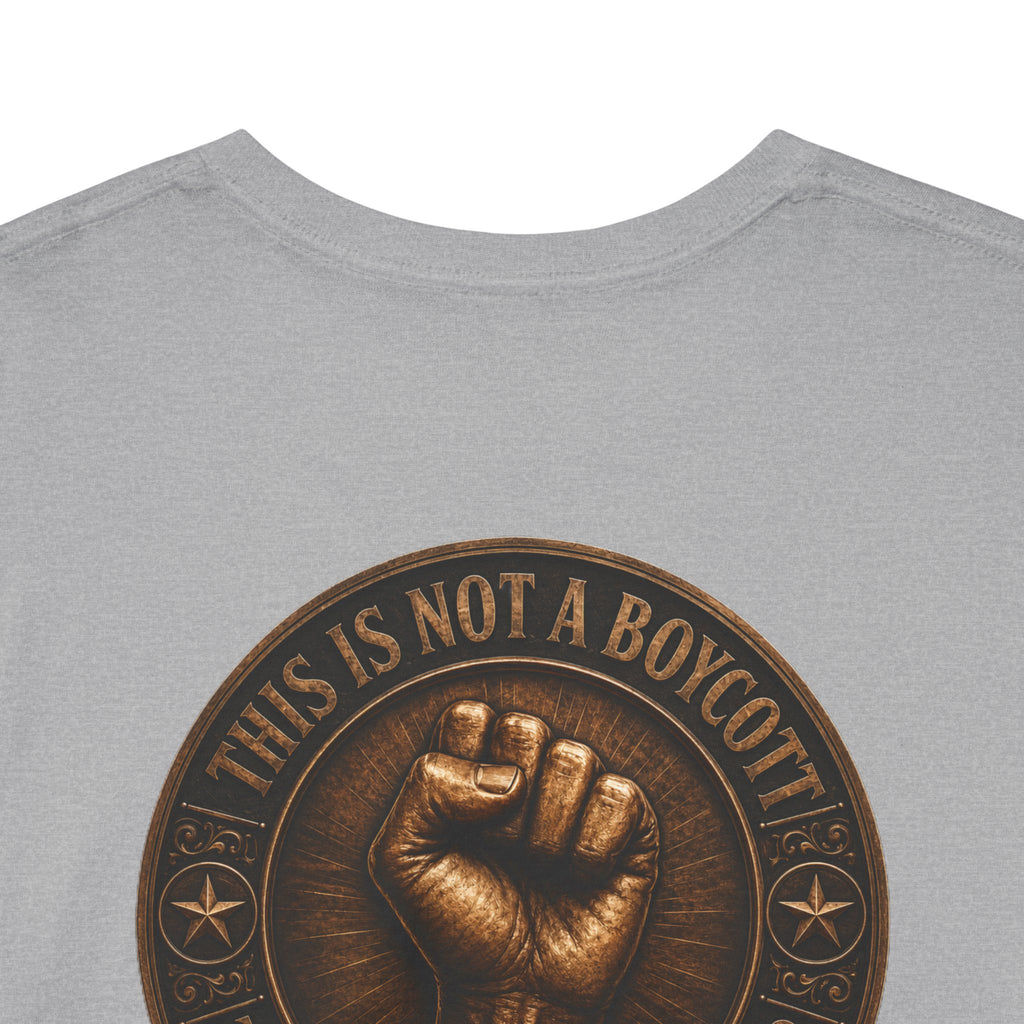 Graphic Tee — 'This Is Not A Boycott' Fist Emblem with Vintage Group Portrait