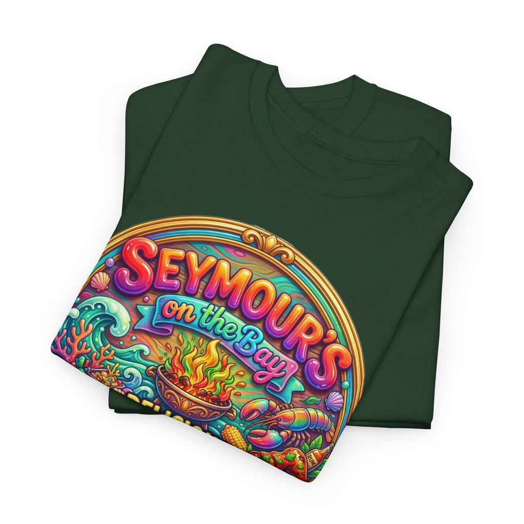 Caribbean BBQ & Seafood Tee — “Seymour’s” Vibrant Island Food Graphic T-Shirt