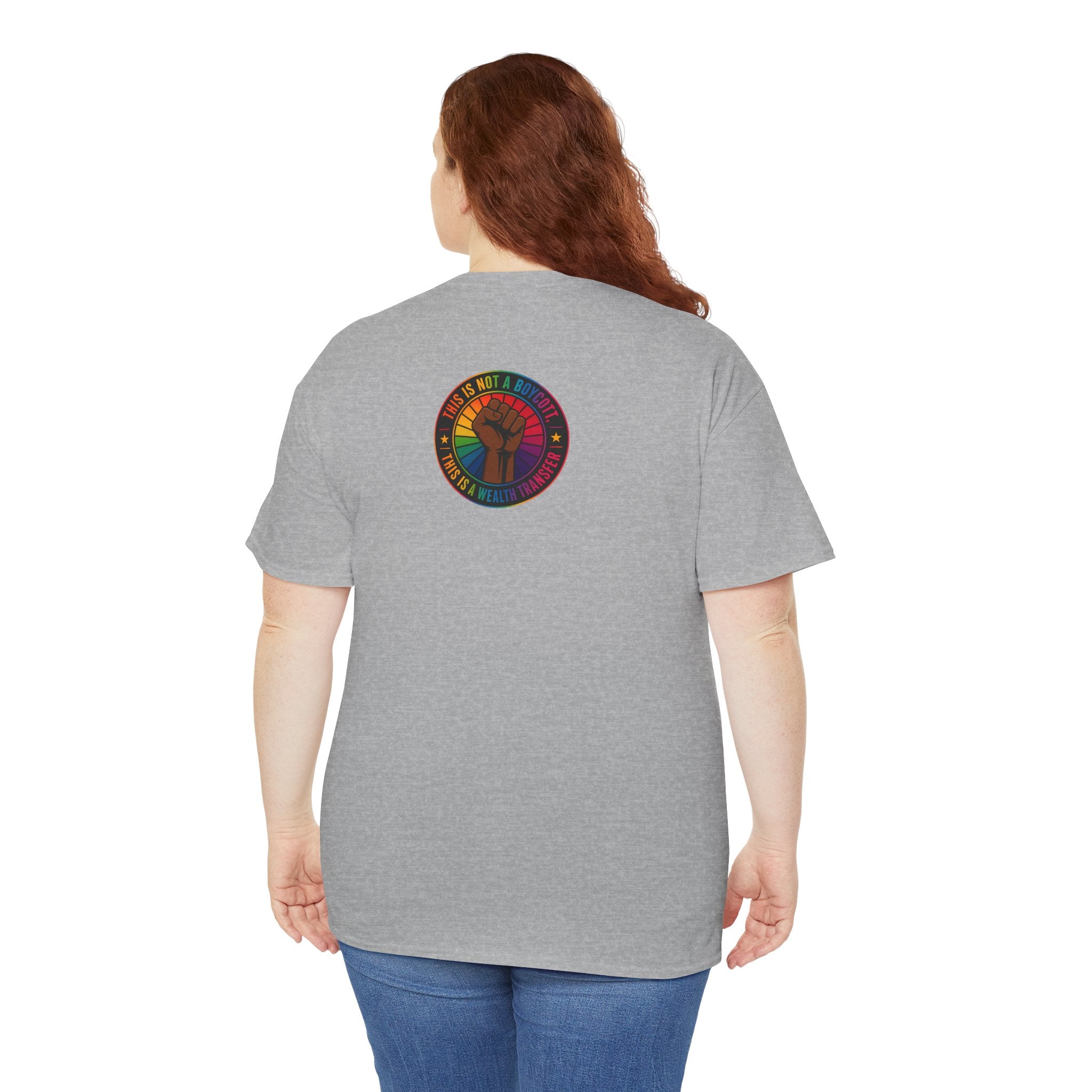 Graphic Tee — "I'm White, But Not THAT White" Illustration with Back Raised Fist Logo