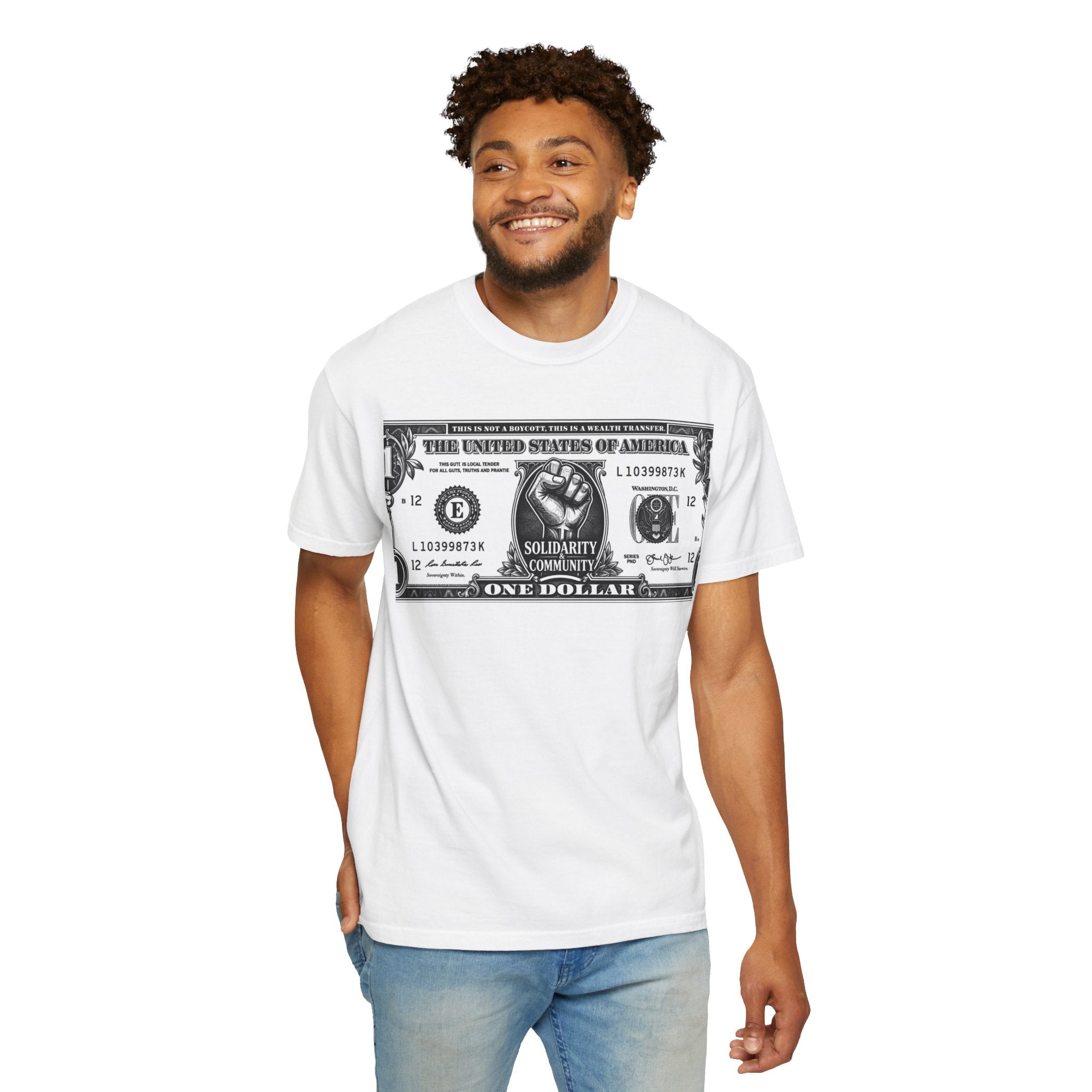 Copy of Wealth Transfer Dollar Graphic T-Shirt — “This Is Not A Boycott” Fist Design