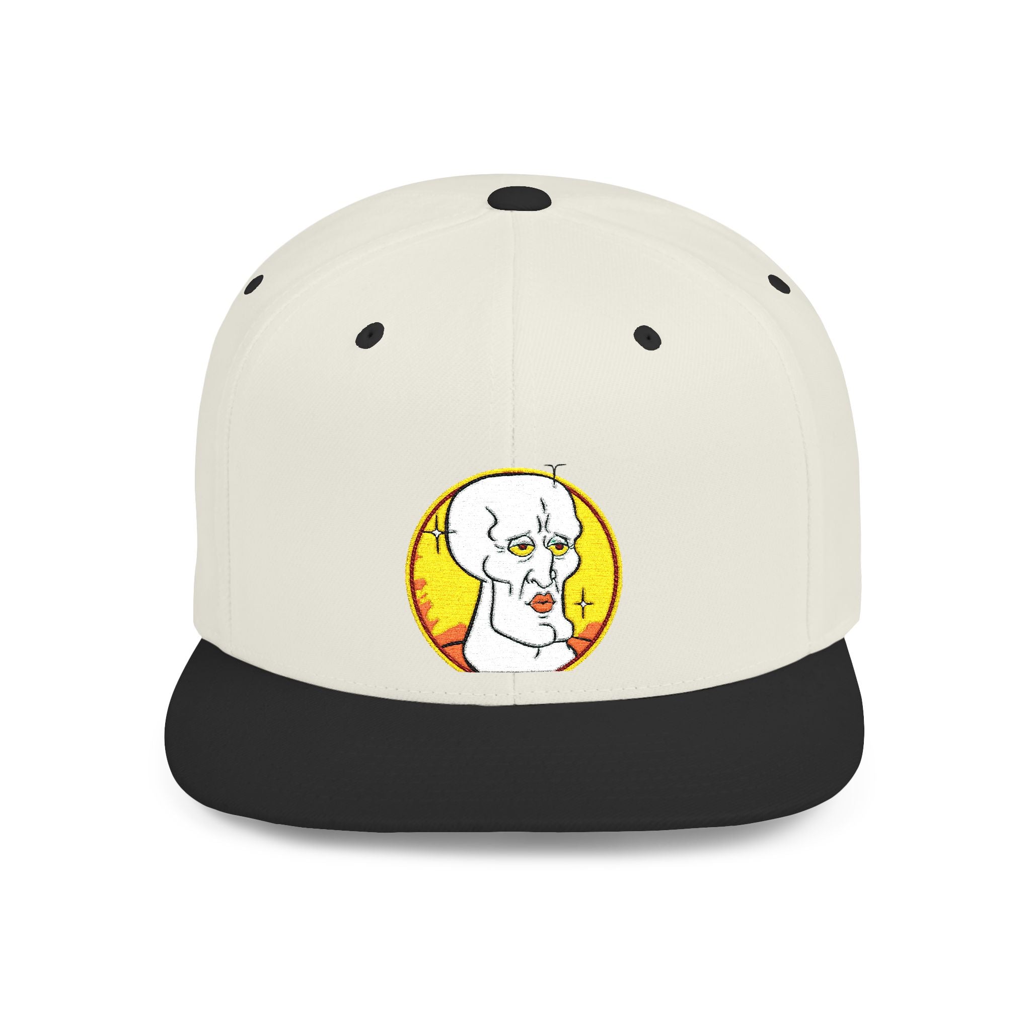 Snapback Hat — Cute Cat Holding Flower Patch, Cute Kawaii Cat Embroidered Cap