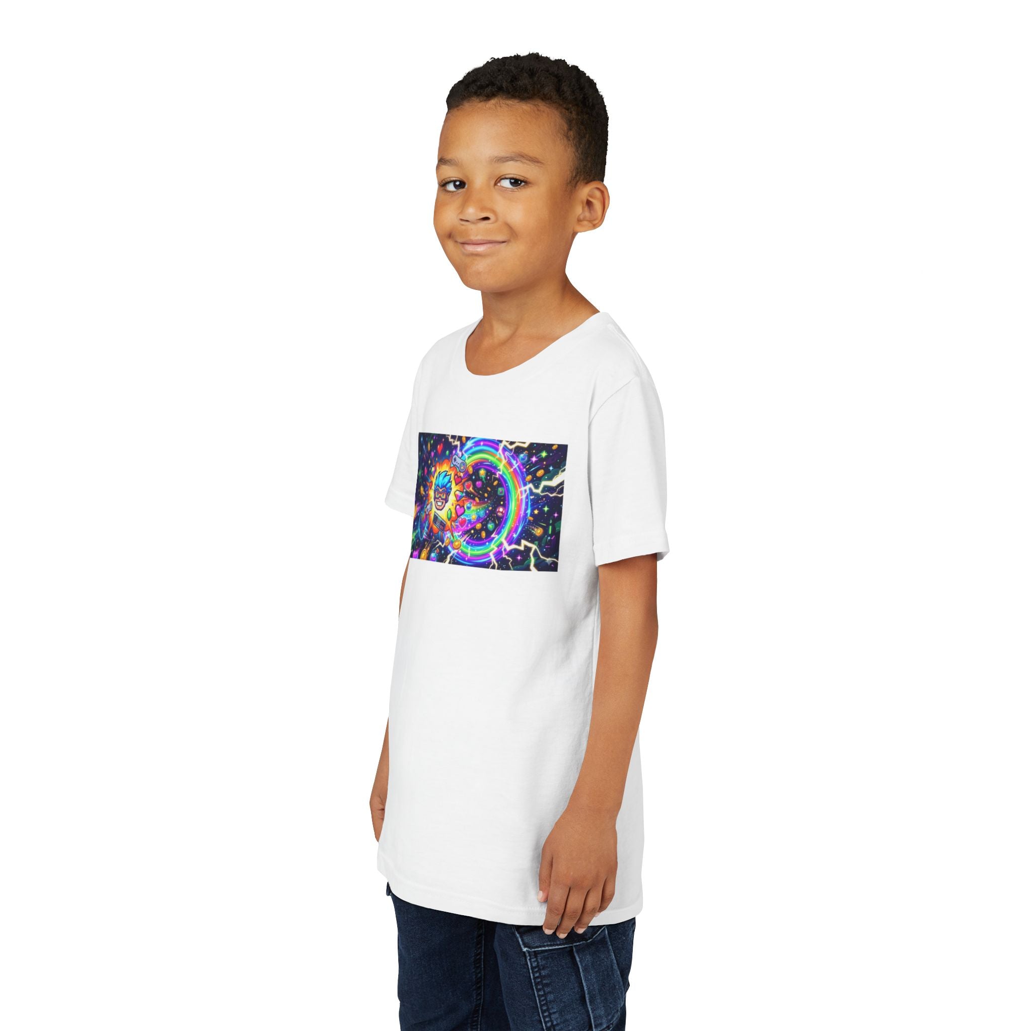 Kids Gaming Tee — Neon Rainbow Portal Gamer Shirt