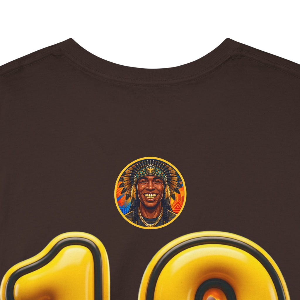 Melanated 19 Graphic Tee — Retro Script Logo & Gold Number Baseball Shirt