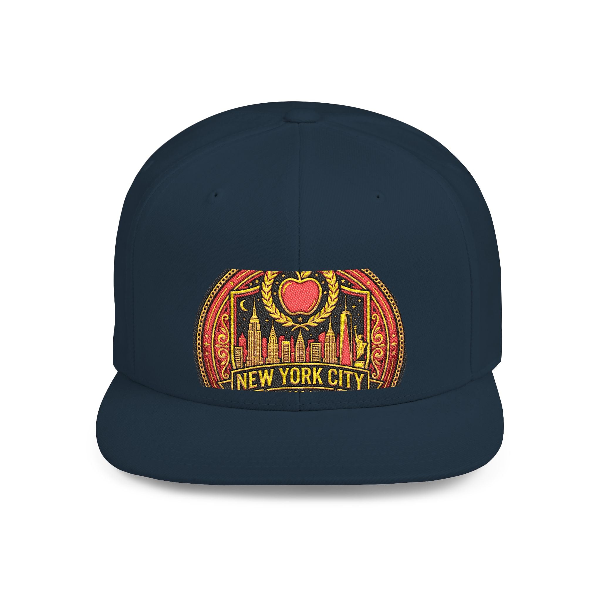 New York City Flat Bill Snapback Hat – Retro Skyline Patch Cap