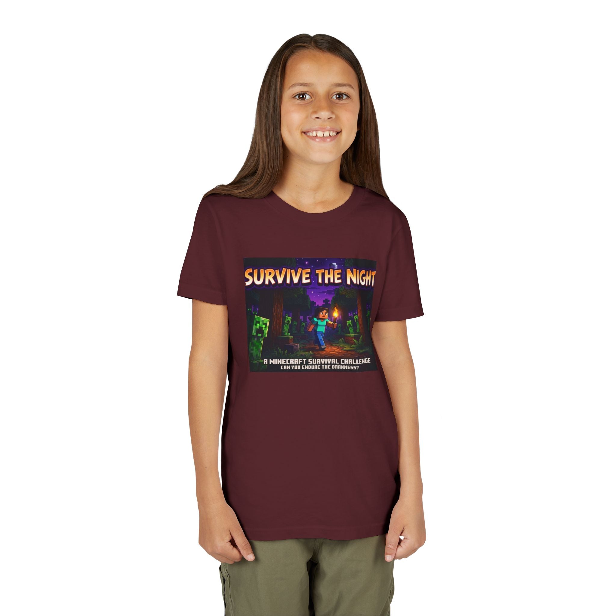 Survive the Night Youth Tee — Glowing Creeper Night Gamer Shirt