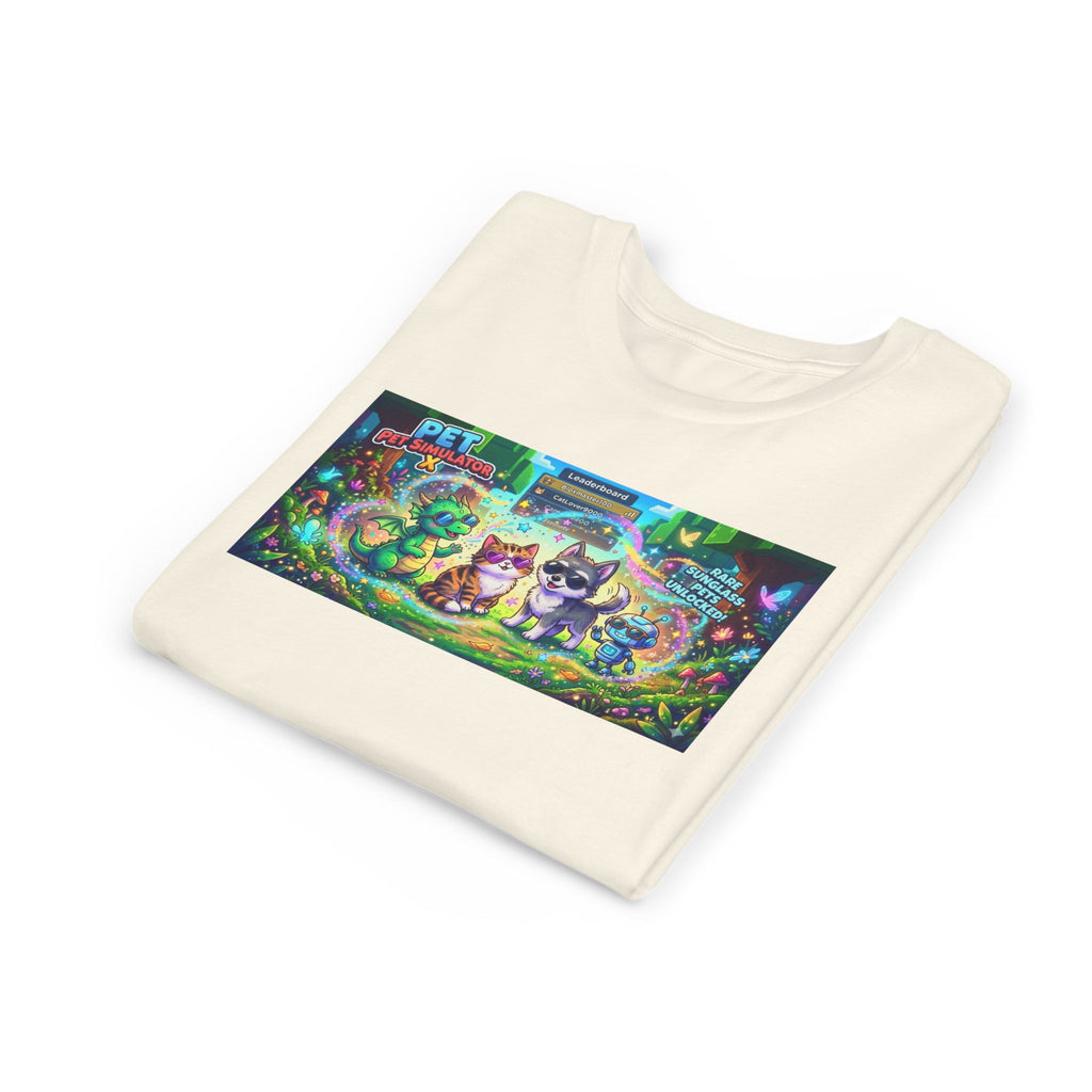 Cute Fantasy Pets Sunglasses Tee — Dragon, Cat, Wolf & Robot Pets