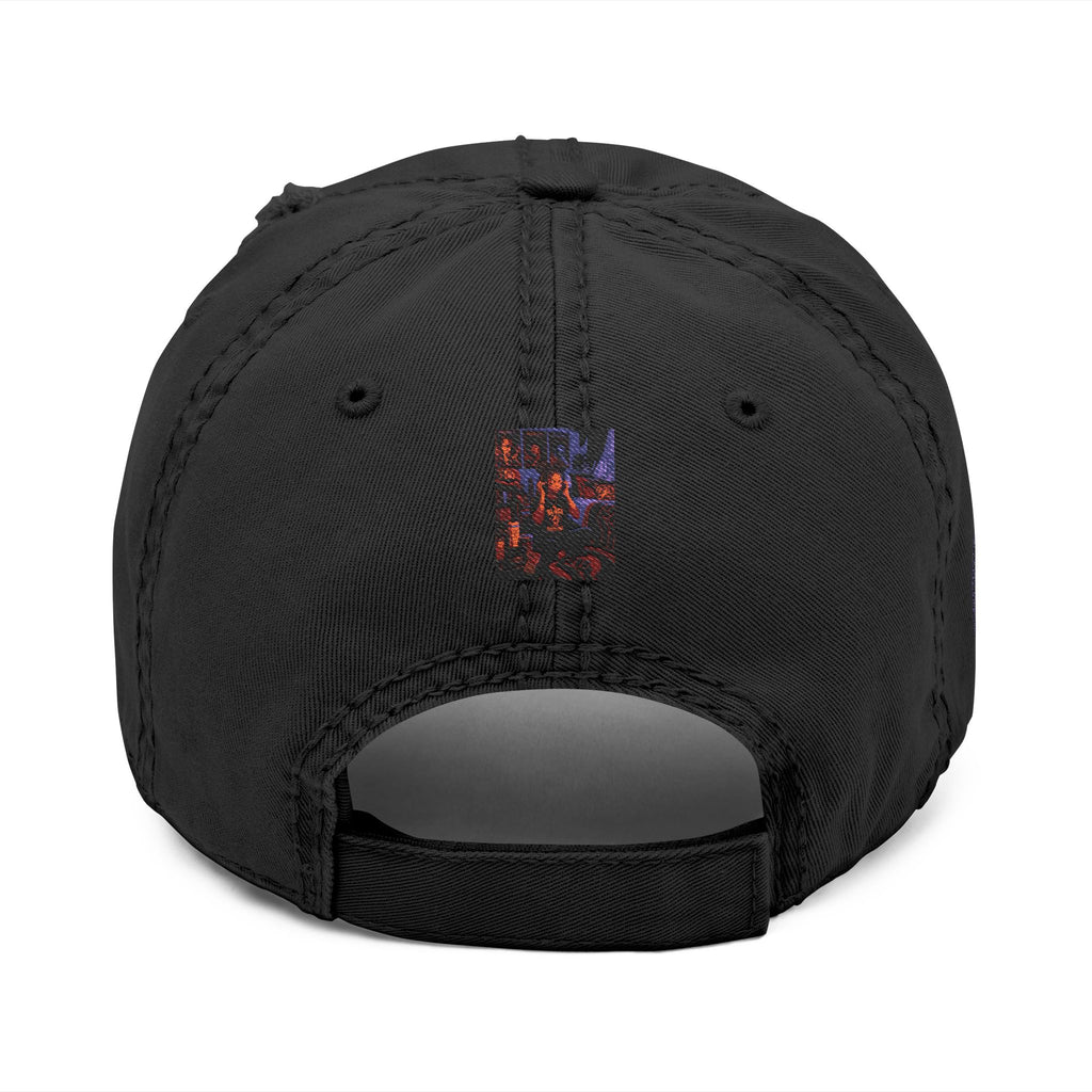Distressed Embroidered Dad Hat — Raised Fist Logo (Purple)