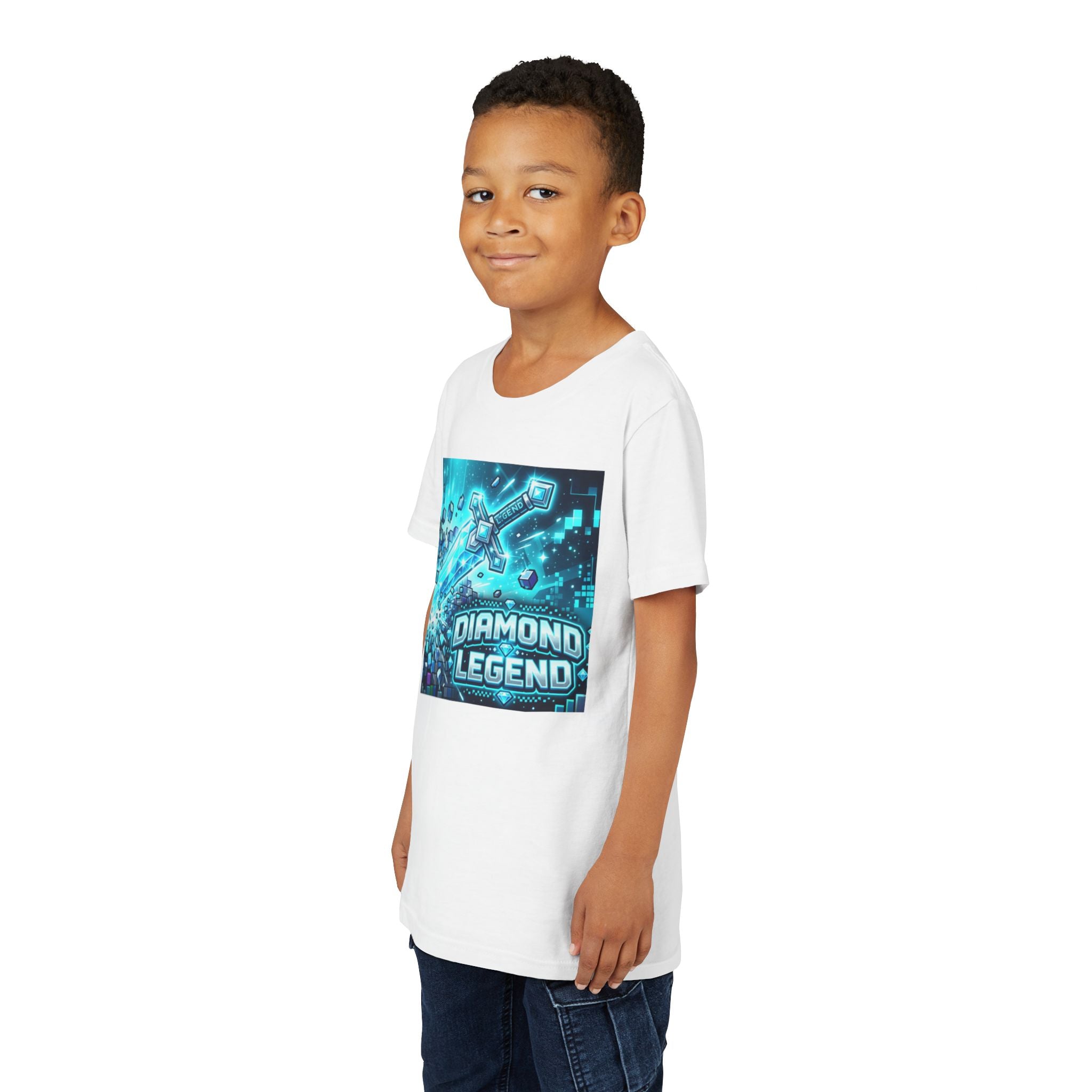 Youth Diamond Legend Tee — Pixel Minecraft-Style Gem Graphic Shirt