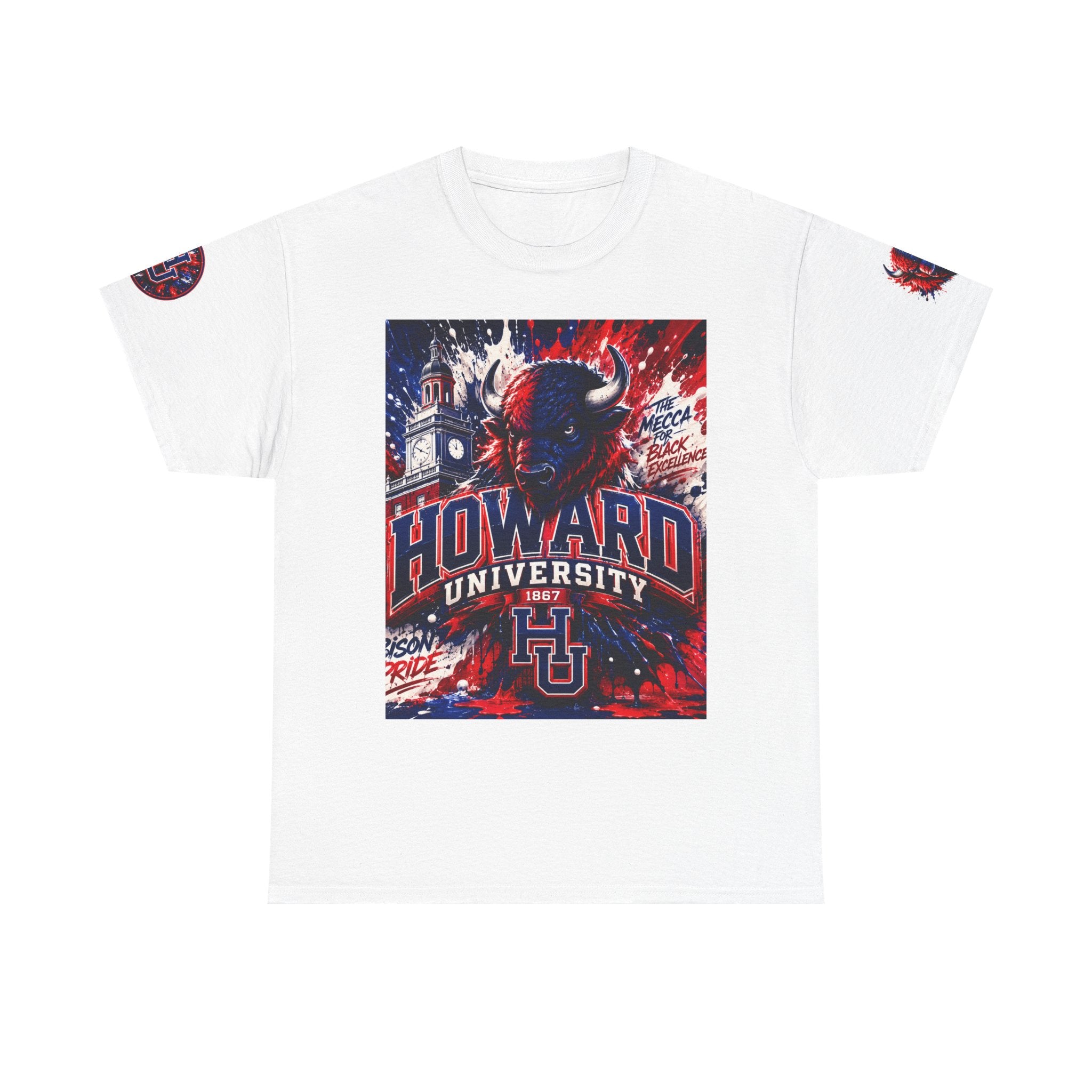 Howard University Buffalo Spirit Tee — HU Bison Red & Blue Campus Shirt