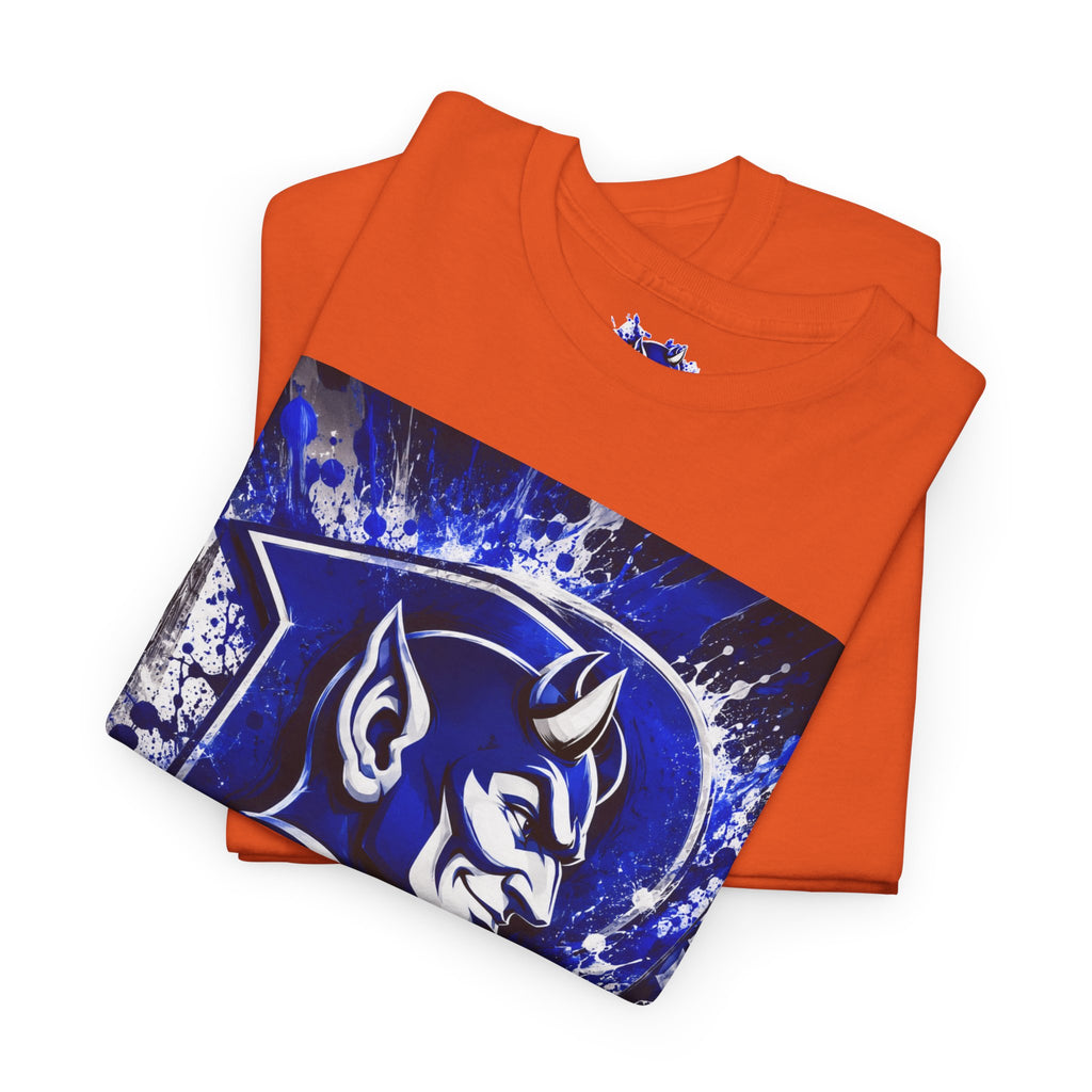 Duke Blue Devils Graphic Tee — Splatter Devil Logo T‑Shirt