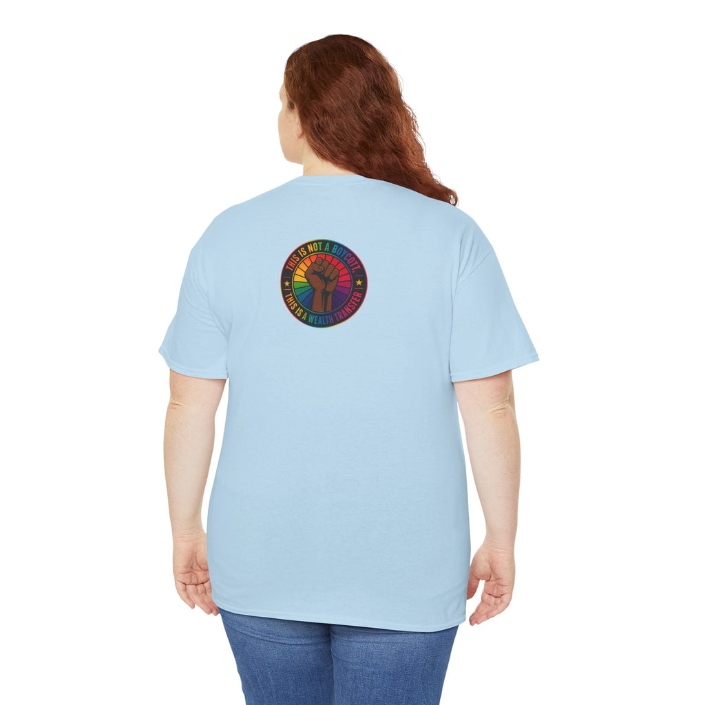Graphic Tee — "I'm White, But Not THAT White" Illustration with Back Raised Fist Logo