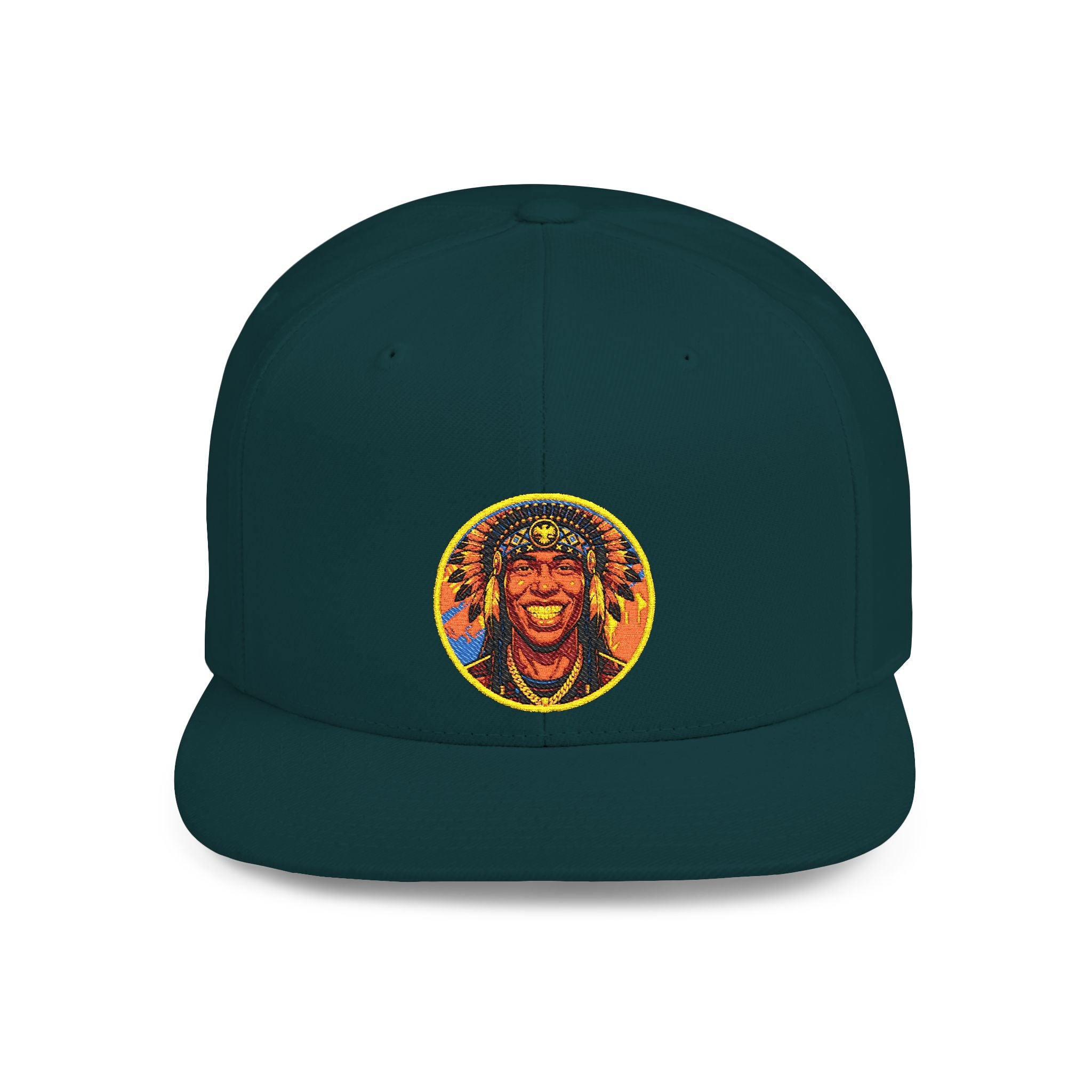 Snapback Hat — Vibrant Tribal Lion Patch Flat Bill Cap